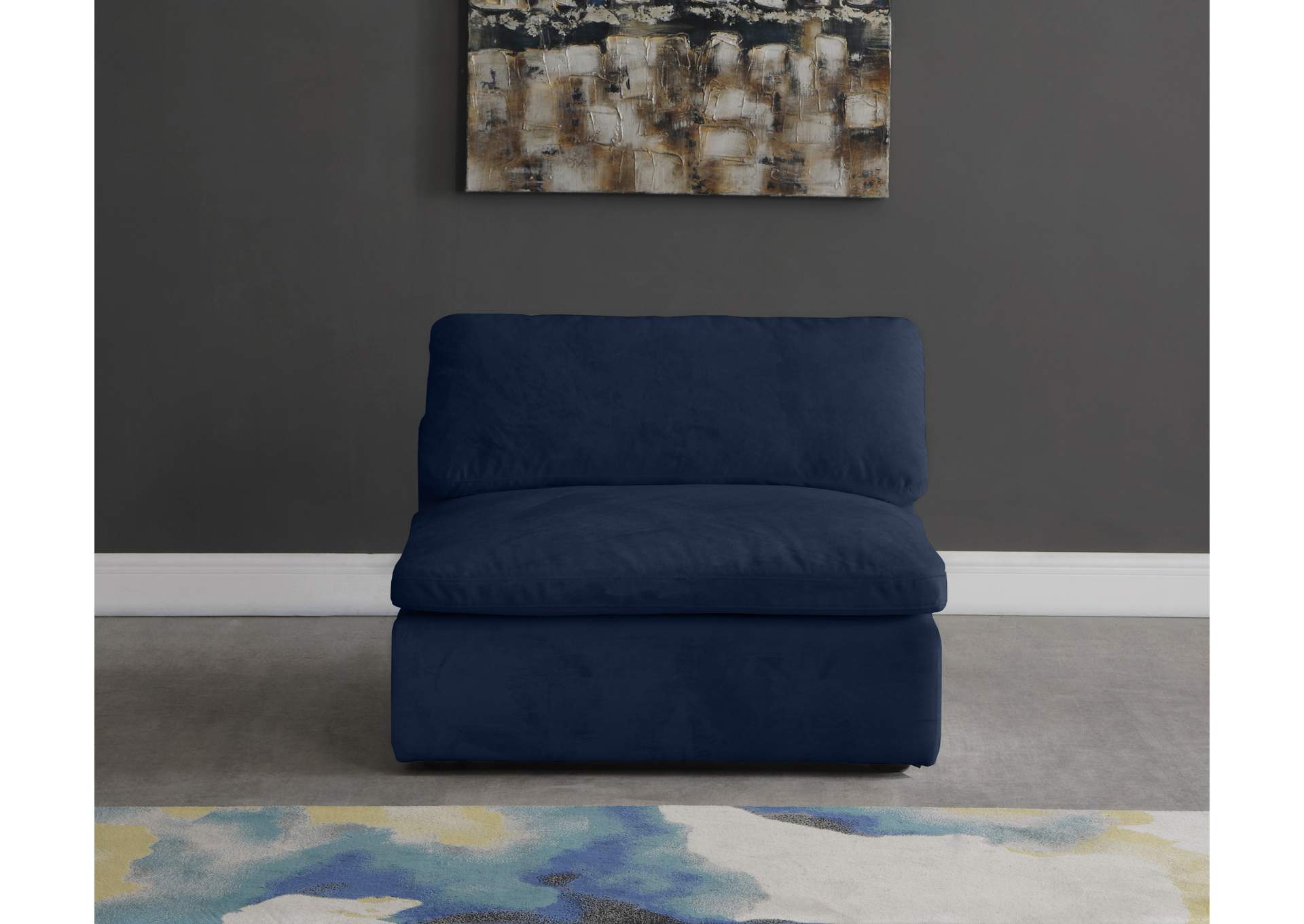 Cozy Navy Velvet Chair,Meridian Furniture