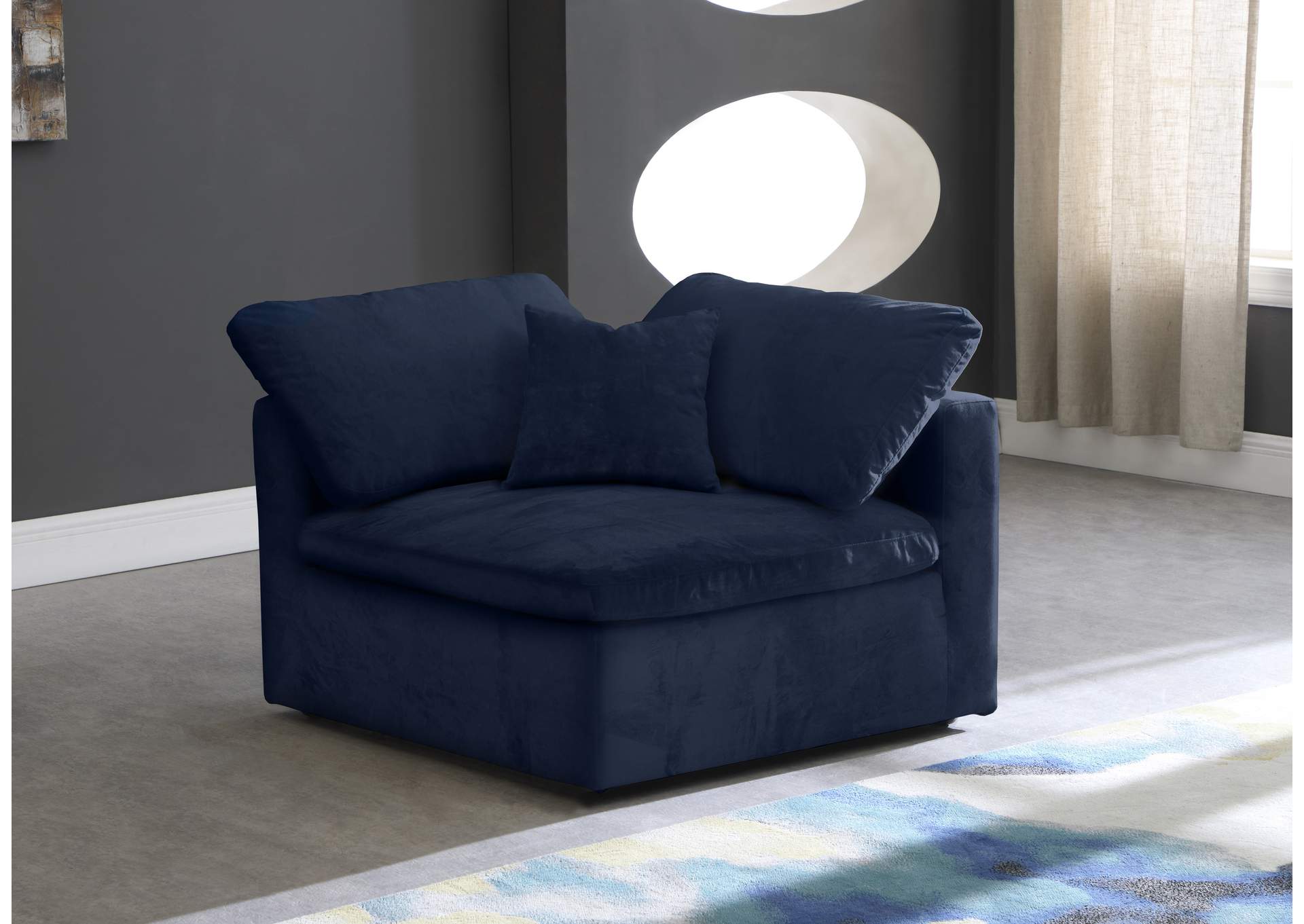 Cozy Navy Velvet Chair,Meridian Furniture