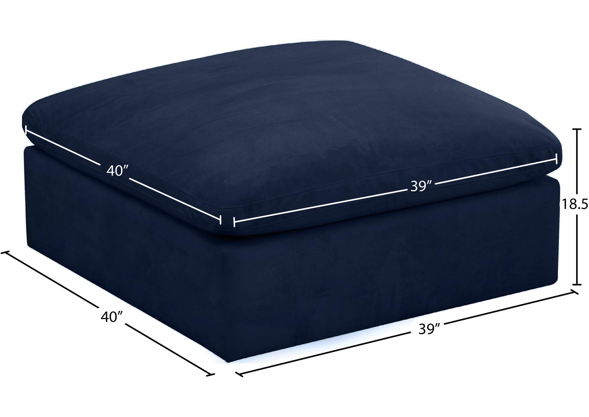 Cozy Navy Velvet Ottoman,Meridian Furniture