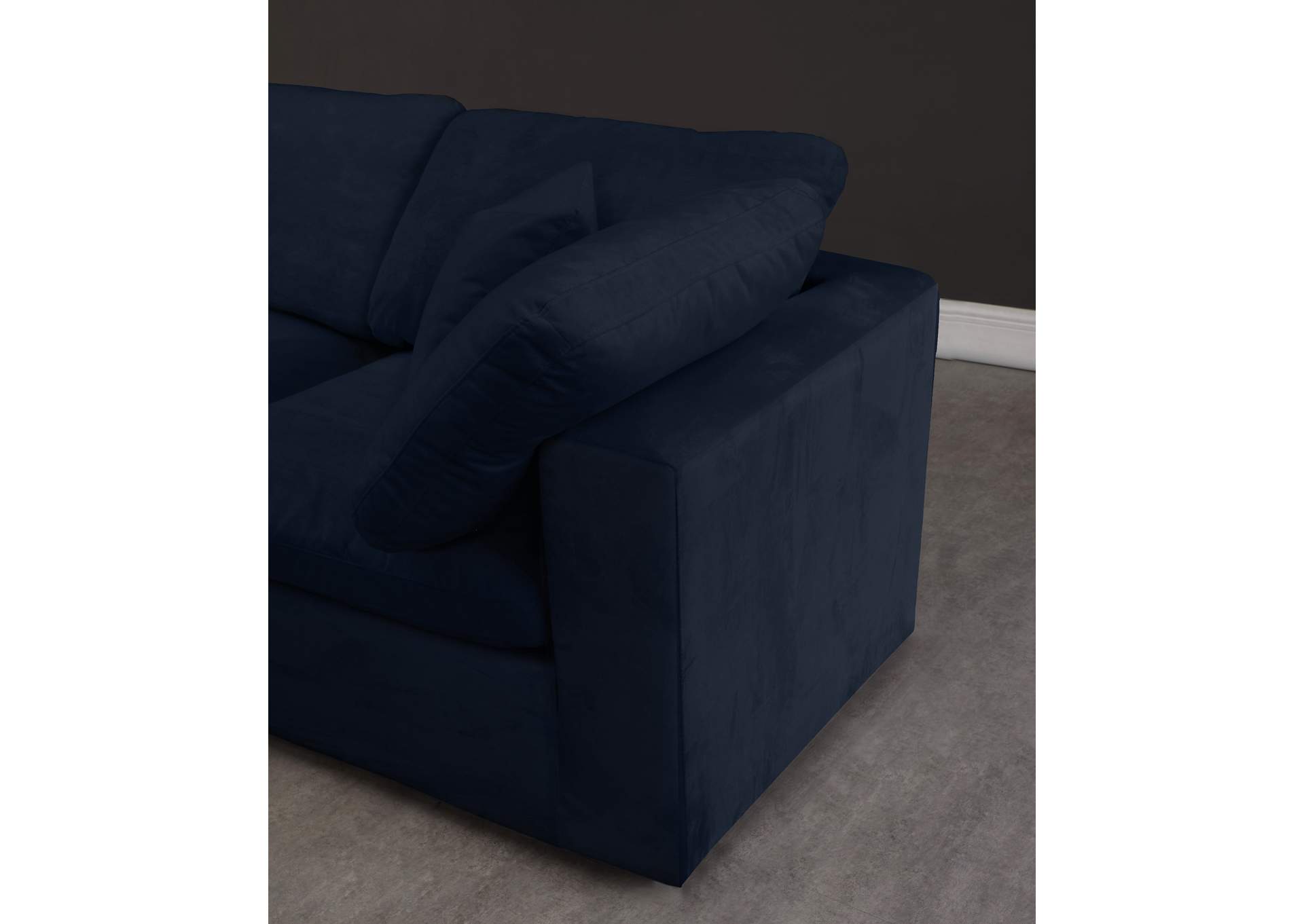 Cozy Navy Velvet Comfort Modular Sofa,Meridian Furniture