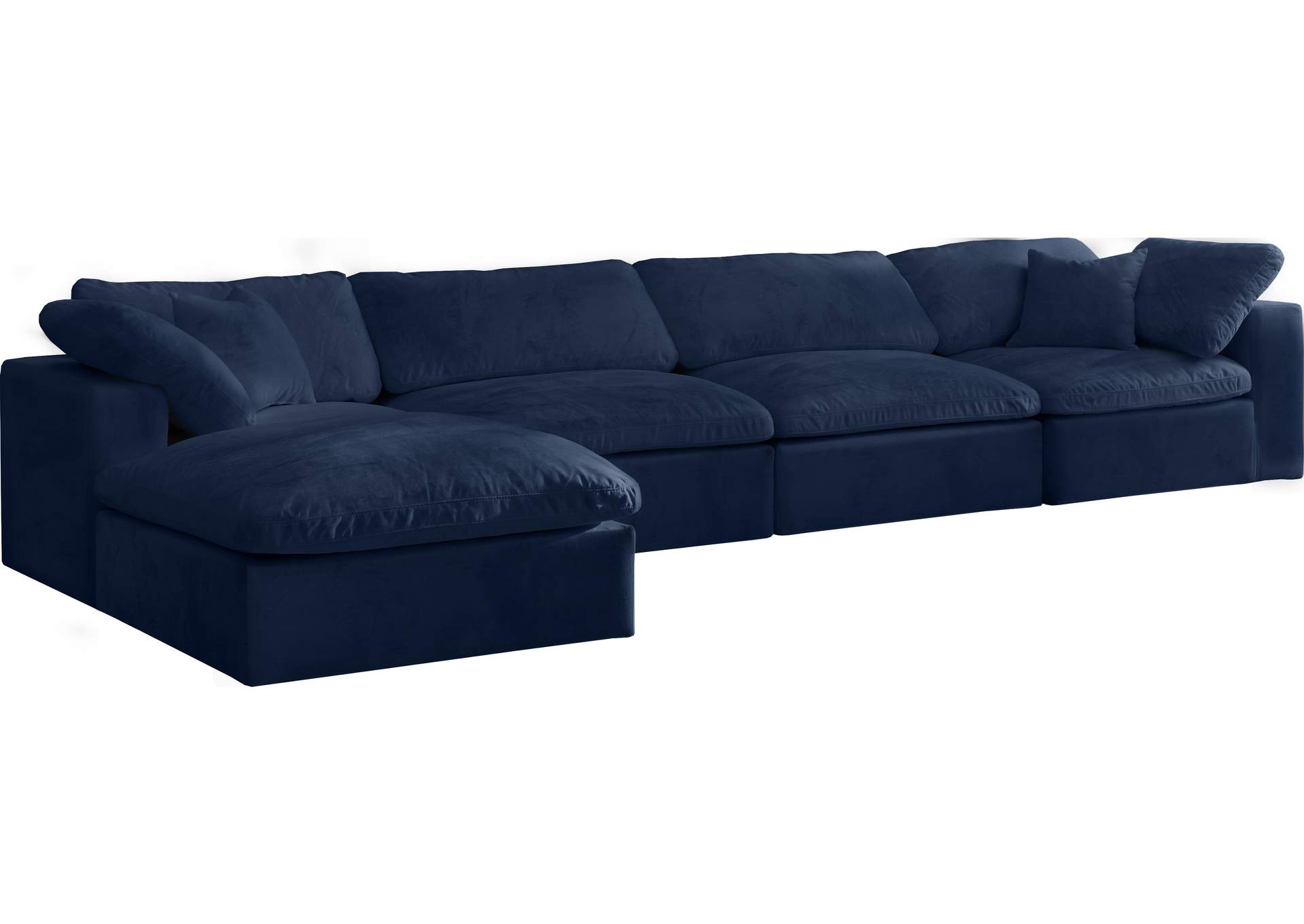 Cozy Navy Velvet Comfort Modular Sectional,Meridian Furniture