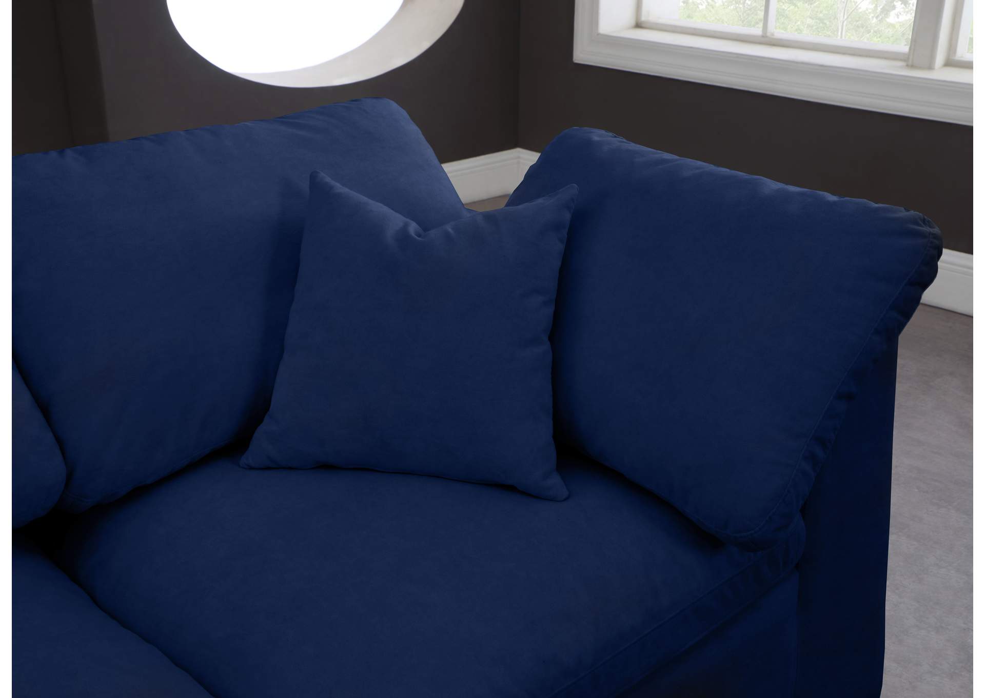 Cozy Navy Velvet Comfort Modular Sectional,Meridian Furniture