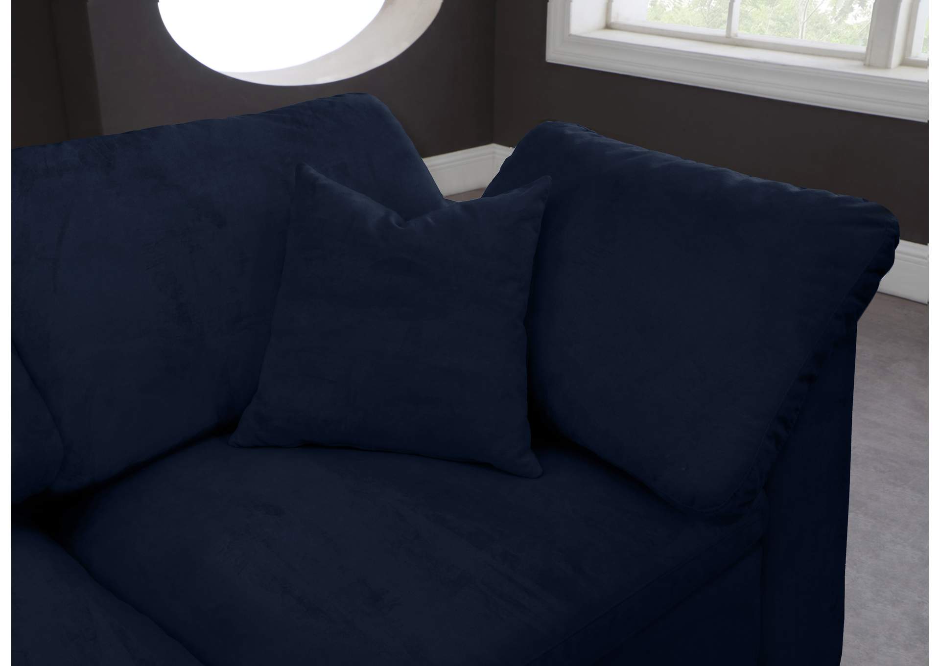 Cozy Navy Velvet Comfort Modular Sectional,Meridian Furniture