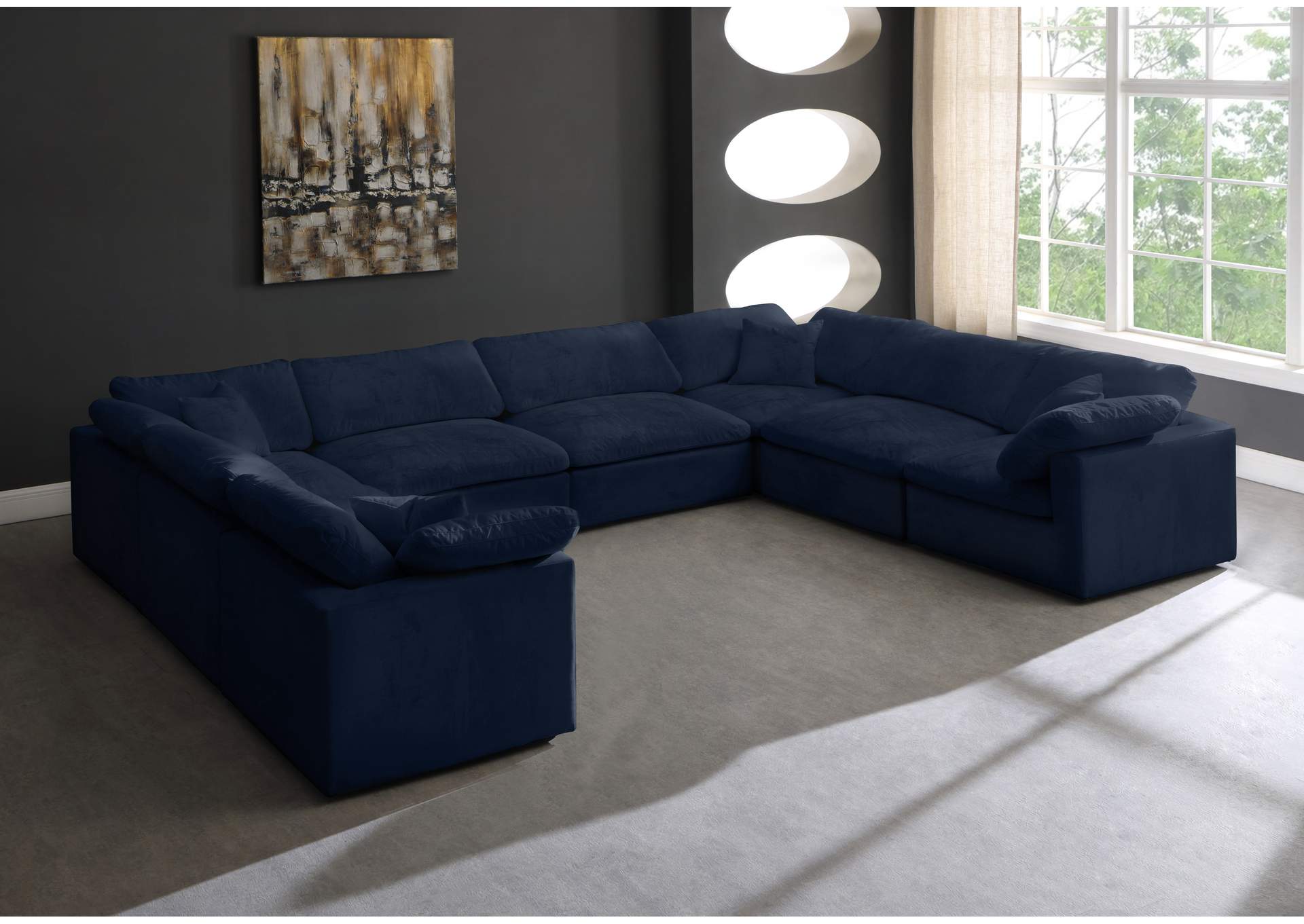 Cozy Navy Velvet Comfort Modular Sectional,Meridian Furniture