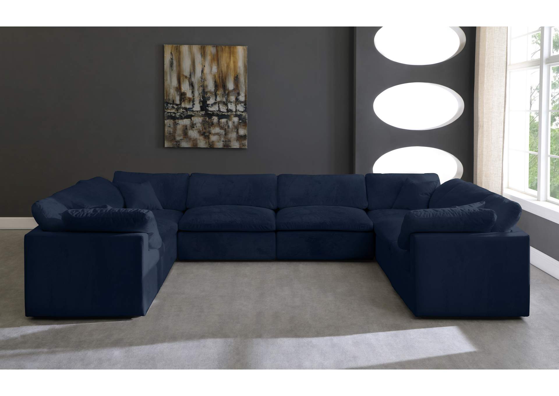 Cozy Navy Velvet Comfort Modular Sectional,Meridian Furniture