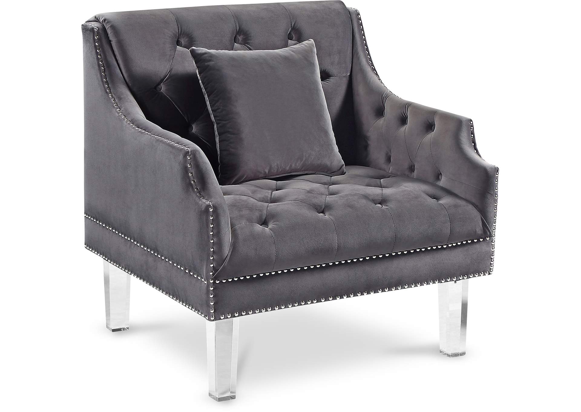 Roxy Grey Velvet Chair,Meridian Furniture