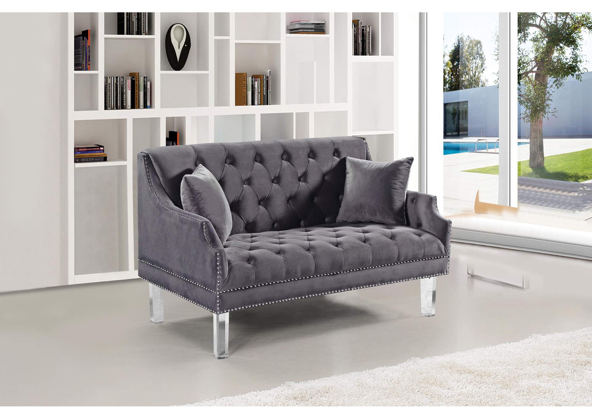 Roxy Grey Velvet Loveseat,Meridian Furniture