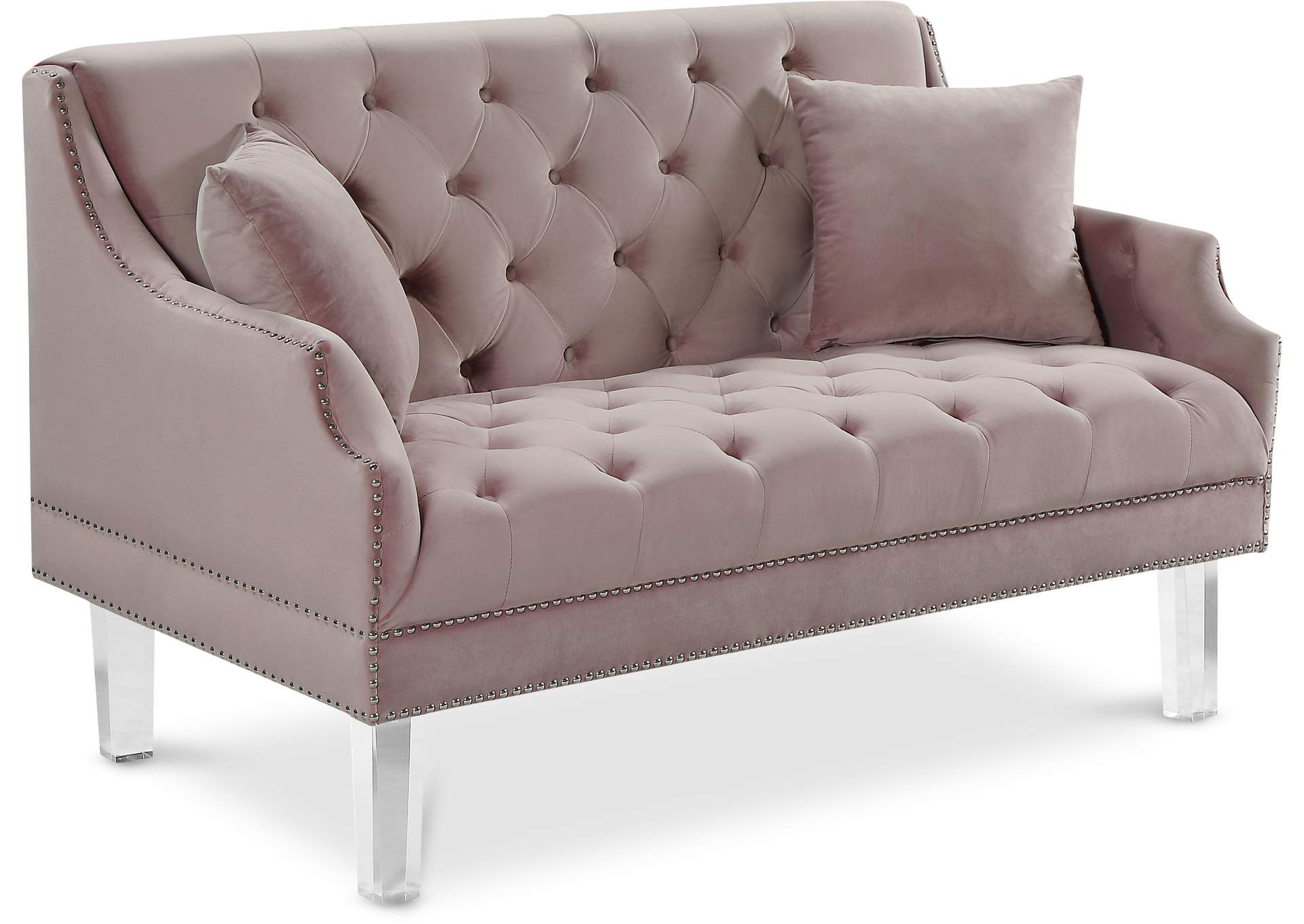 Roxy Pink Velvet Loveseat,Meridian Furniture