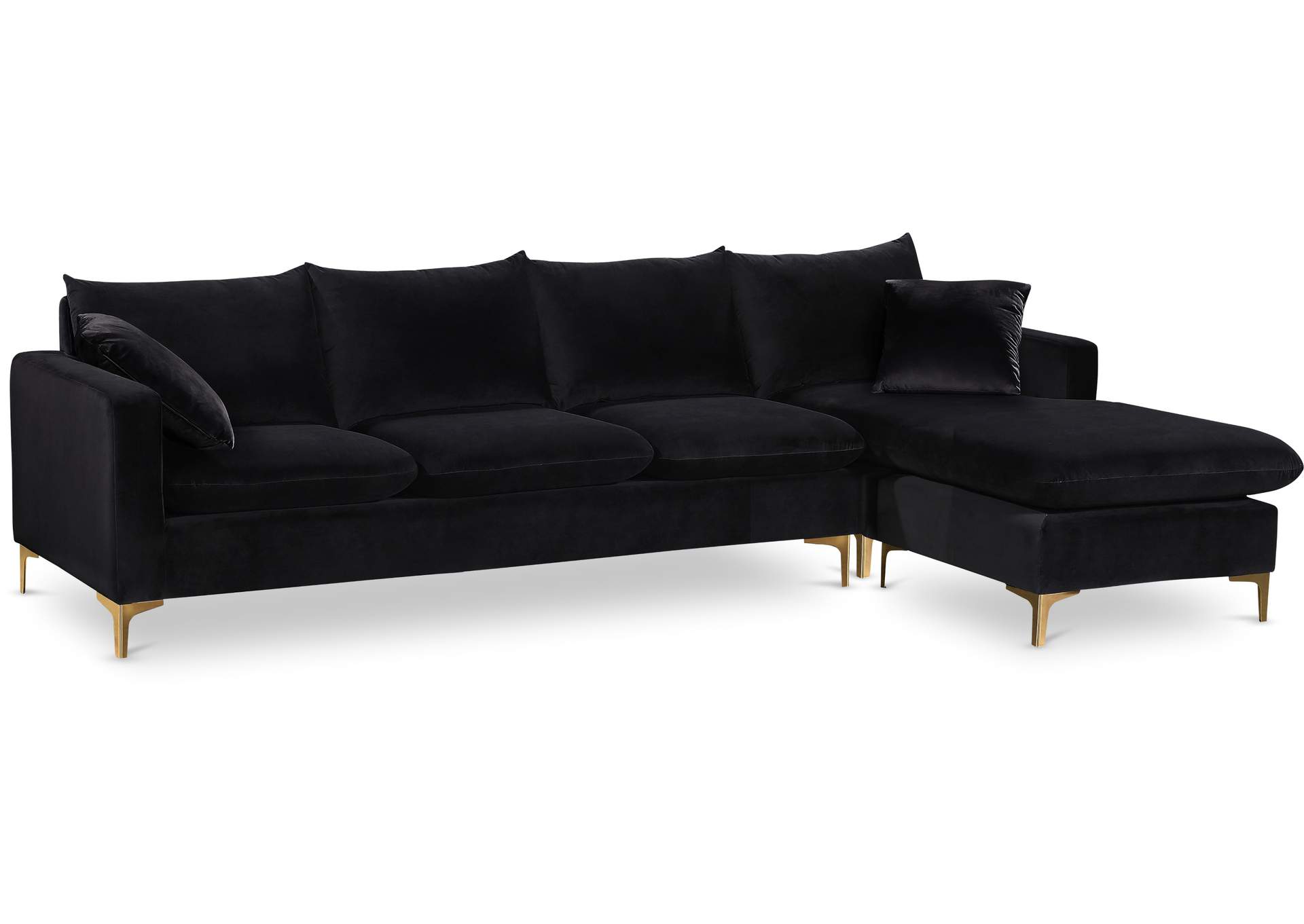 Naomi Black Velvet 2 Piece Reversible Sectional,Meridian Furniture