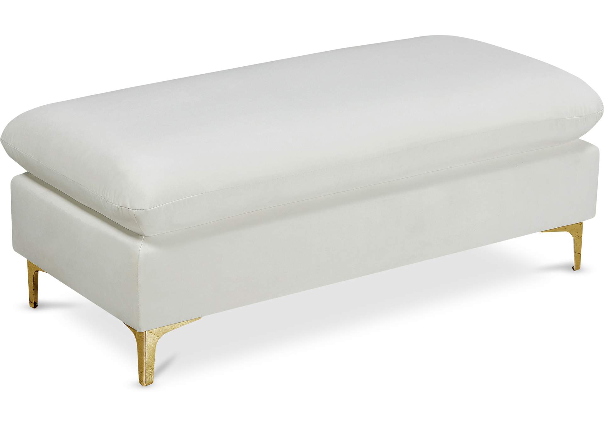 Naomi Cream Velvet Ottoman,Meridian Furniture