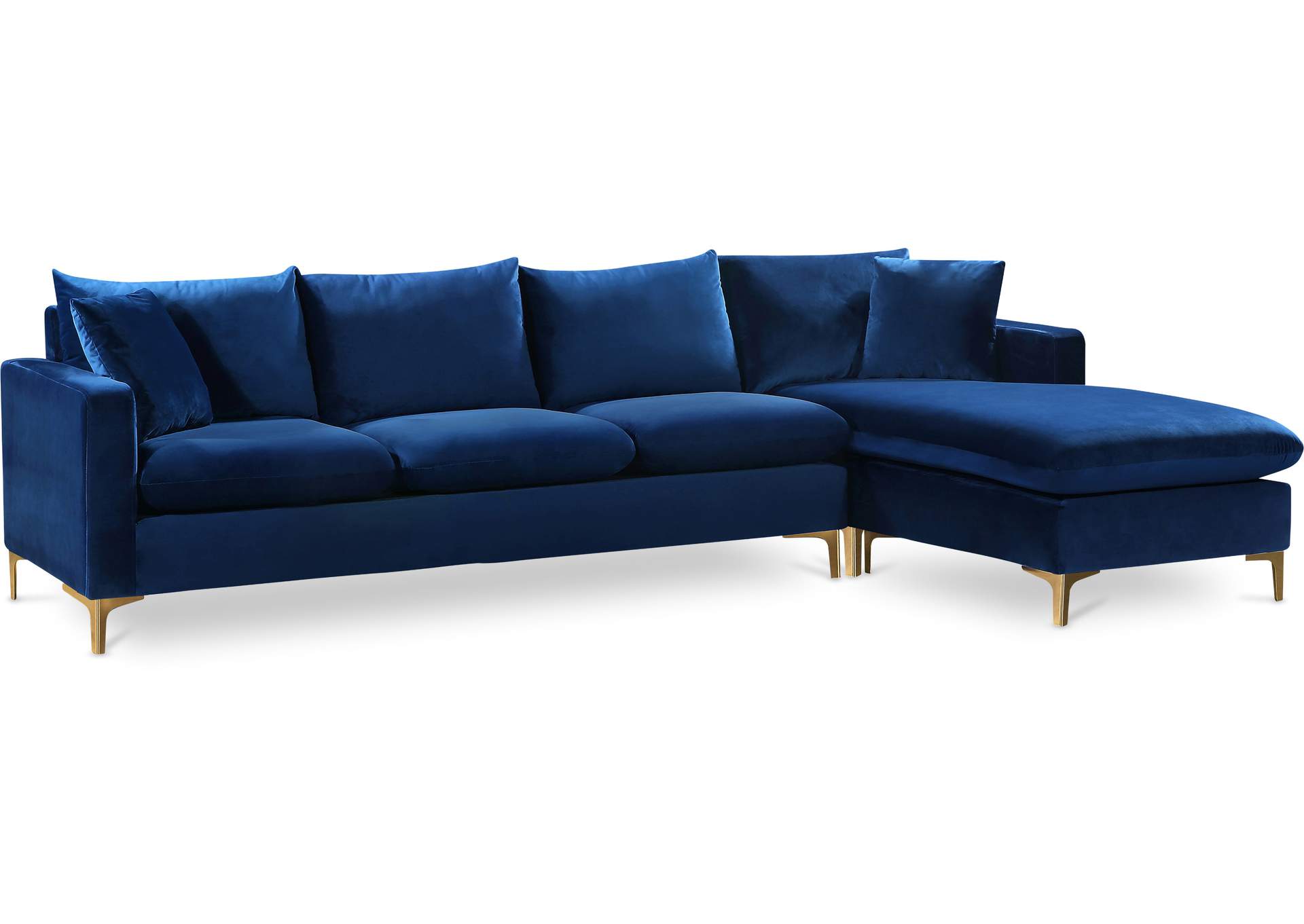 Naomi Navy Velvet 2 Piece Reversible Sectional,Meridian Furniture