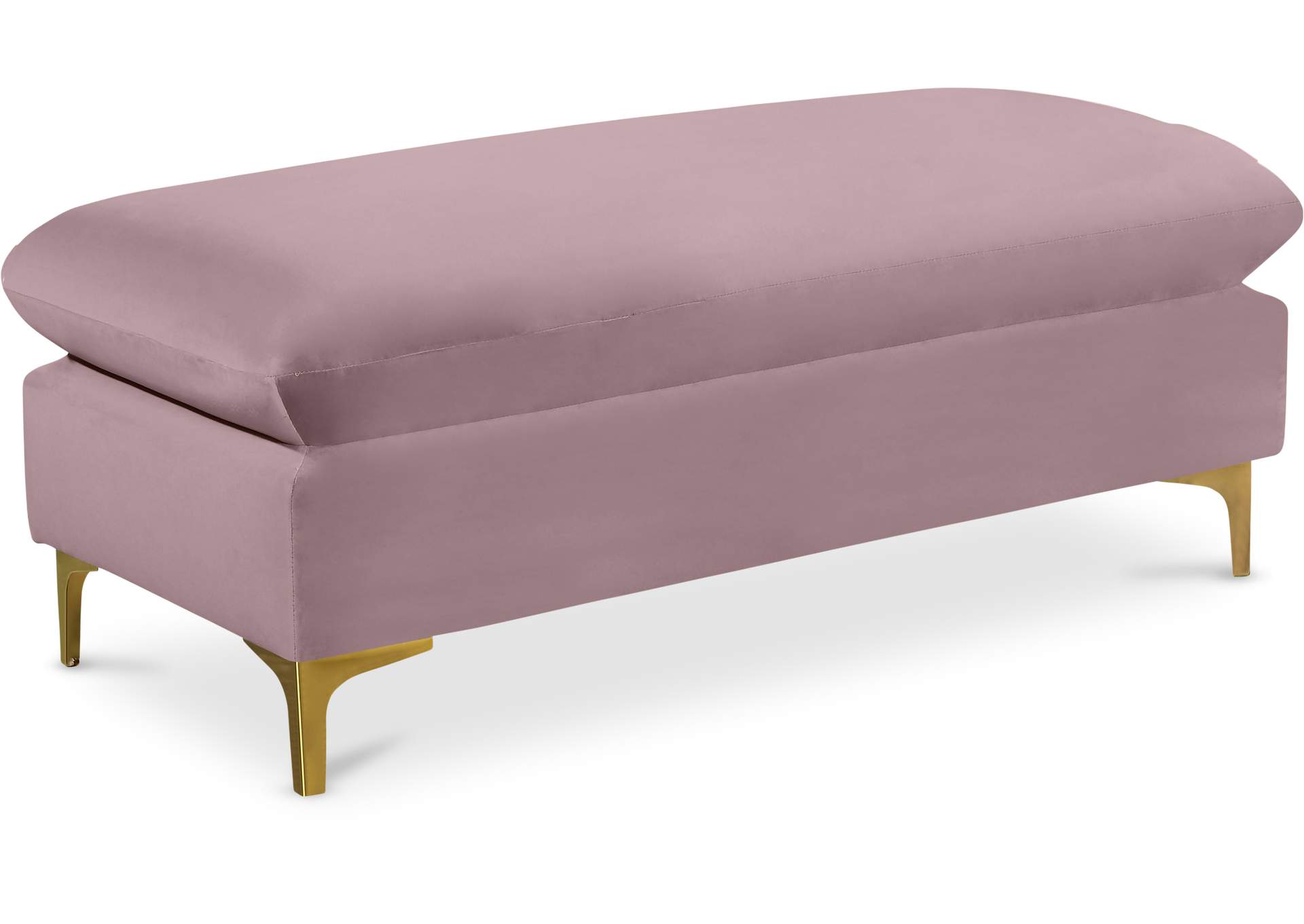 Naomi Pink Velvet Ottoman,Meridian Furniture