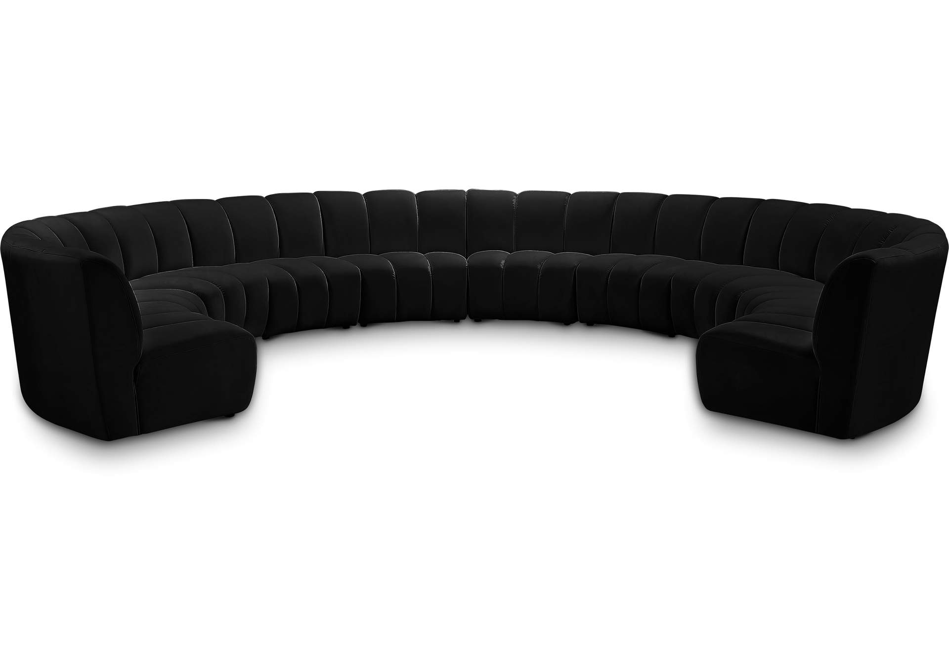 Infinity Black Velvet 10 Piece Modular Sectional,Meridian Furniture