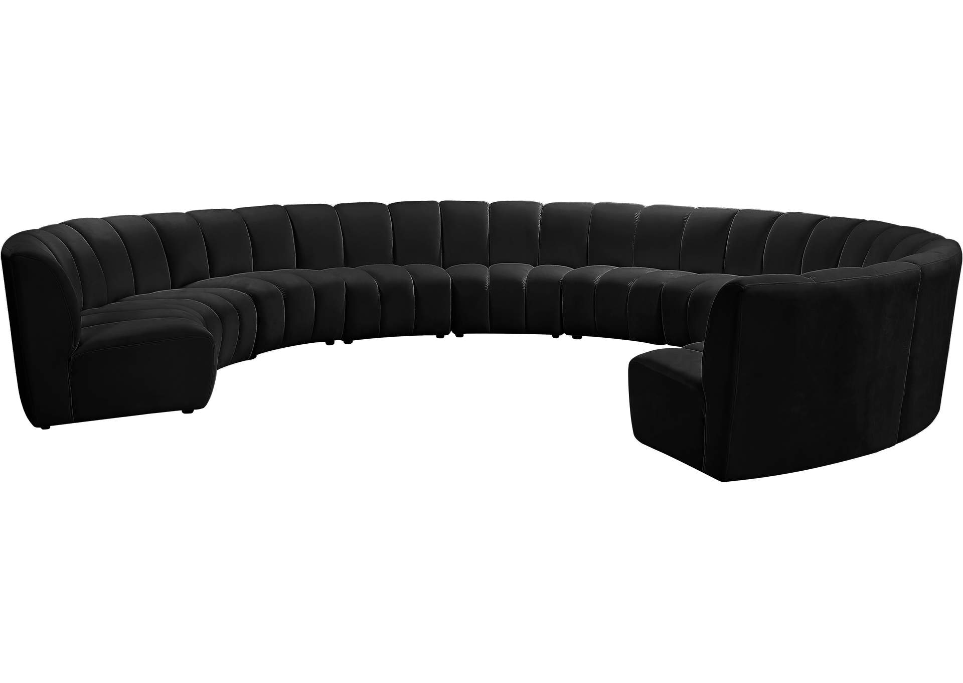 Infinity Black Velvet 10 Piece Modular Sectional,Meridian Furniture