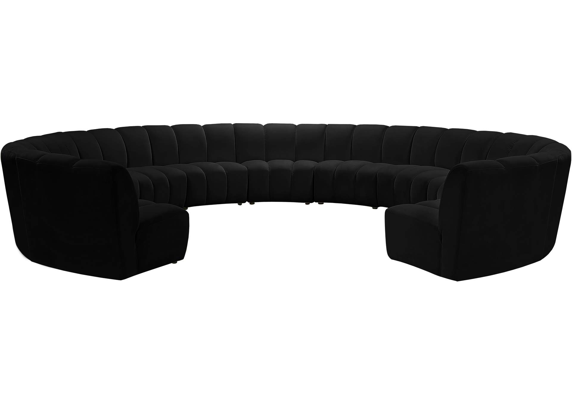 Infinity Black Velvet 11 Piece Modular Sectional,Meridian Furniture