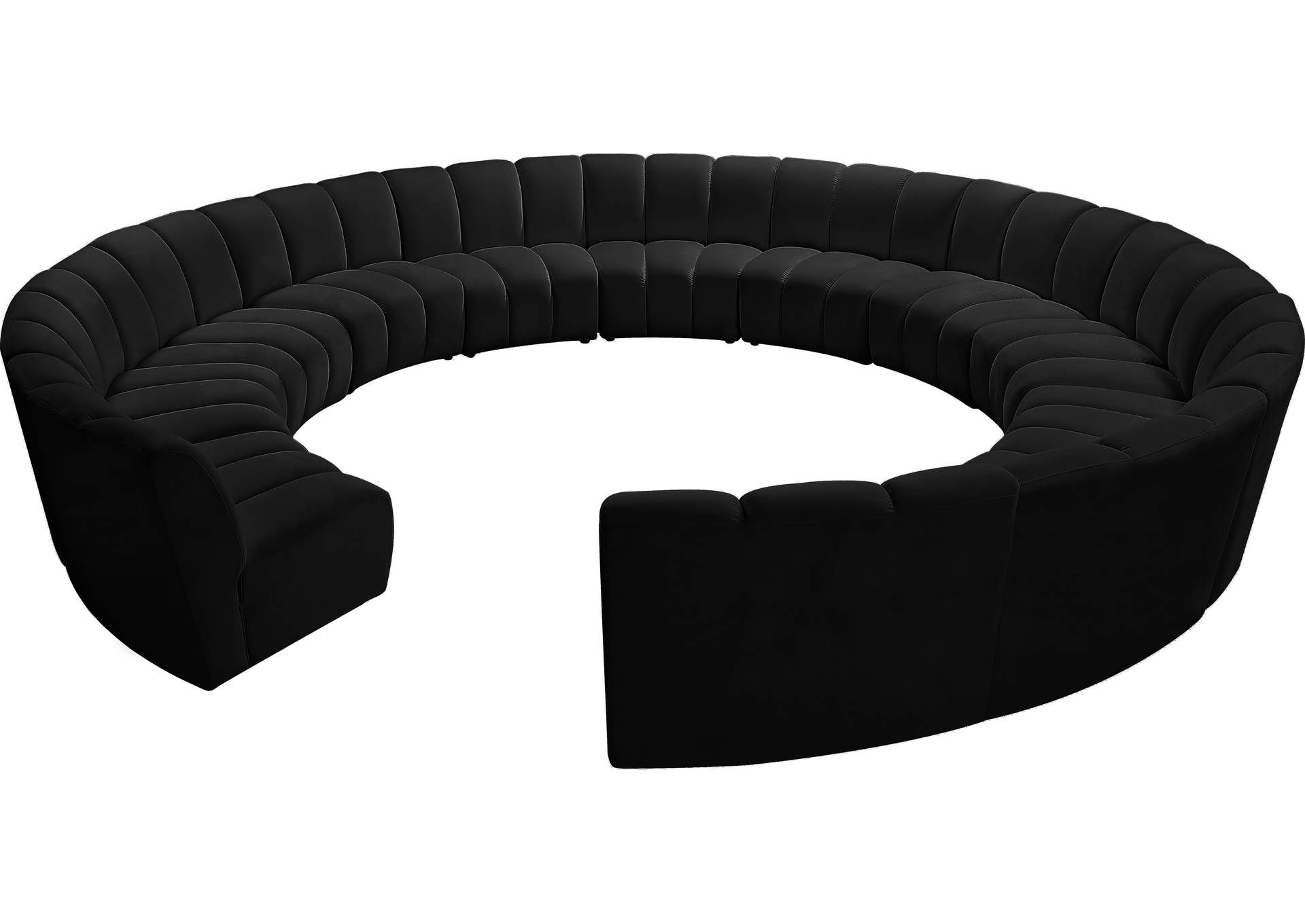 Infinity Black Velvet 12 Piece Modular Sectional,Meridian Furniture