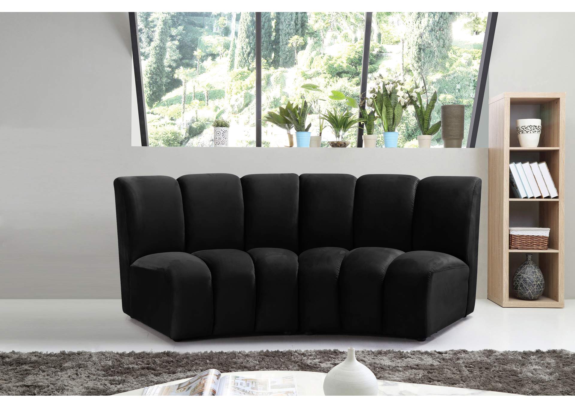 Infinity Black Velvet 2 Piece Modular Sectional,Meridian Furniture