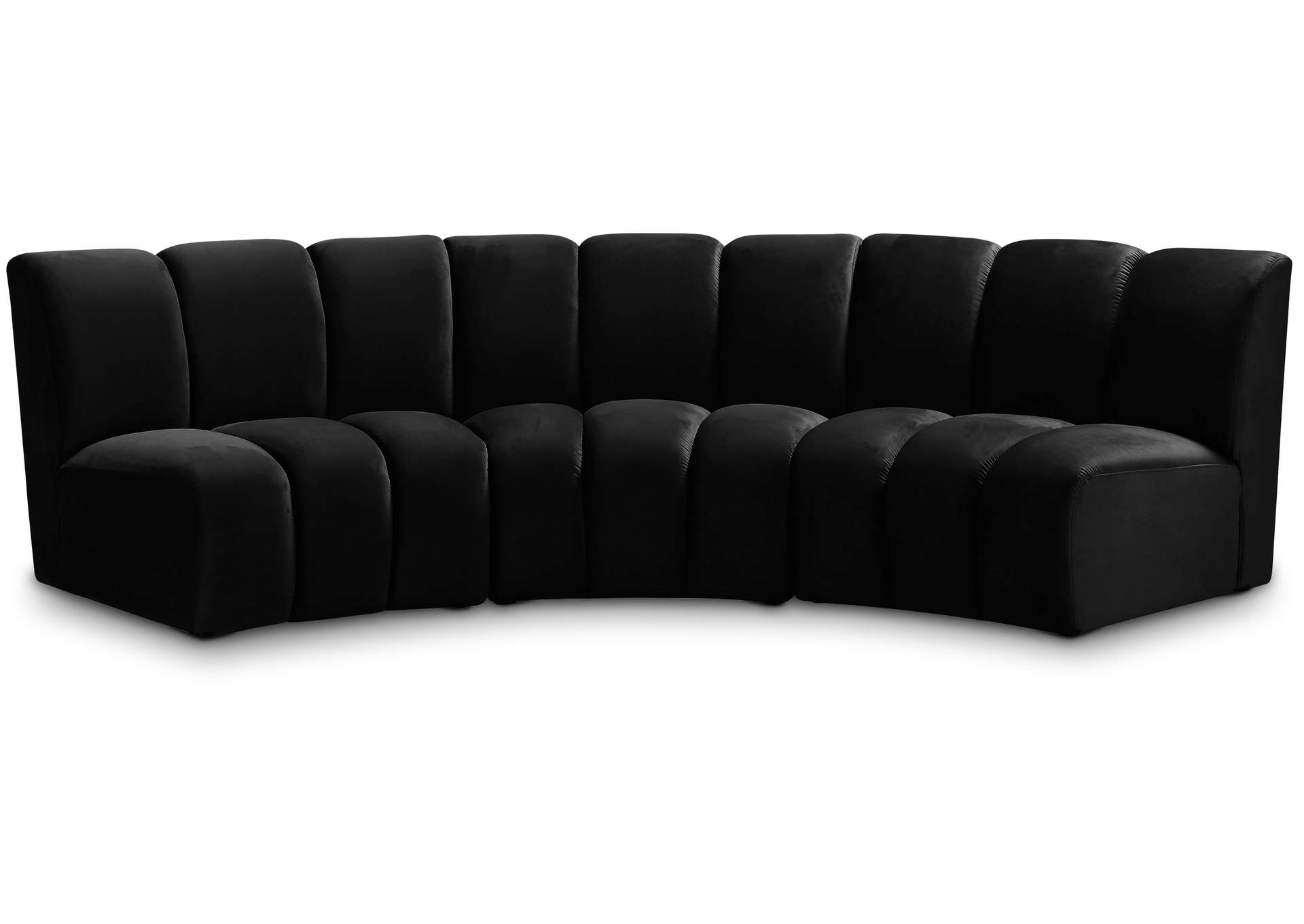 Infinity Black Velvet 3 Piece Modular Sectional,Meridian Furniture