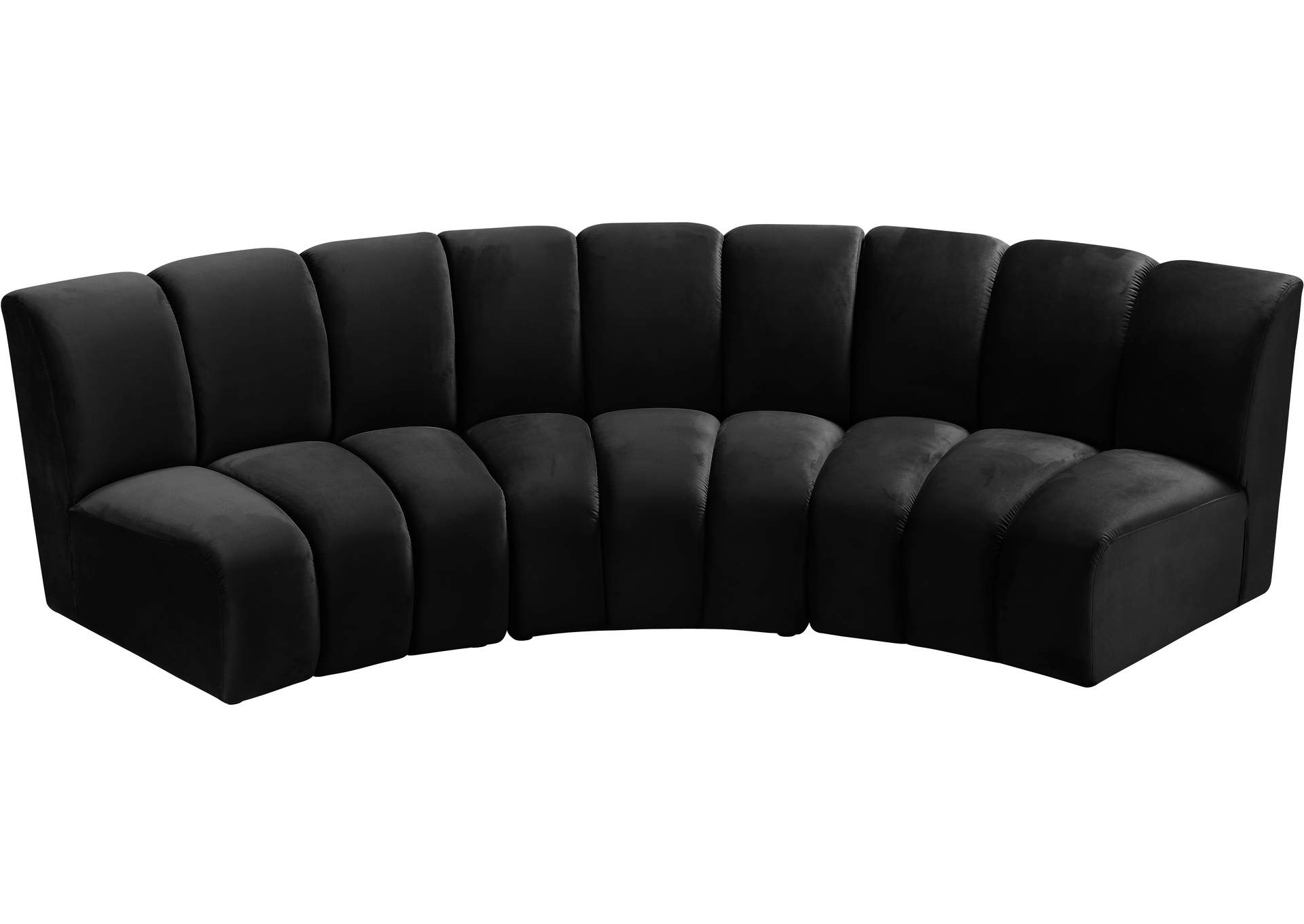 Infinity Black Velvet 3 Piece Modular Sectional,Meridian Furniture