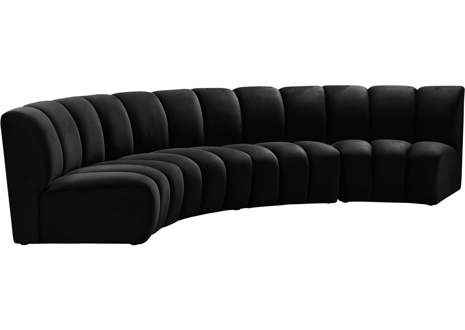 Infinity Black Velvet 4 Piece Modular Sectional,Meridian Furniture