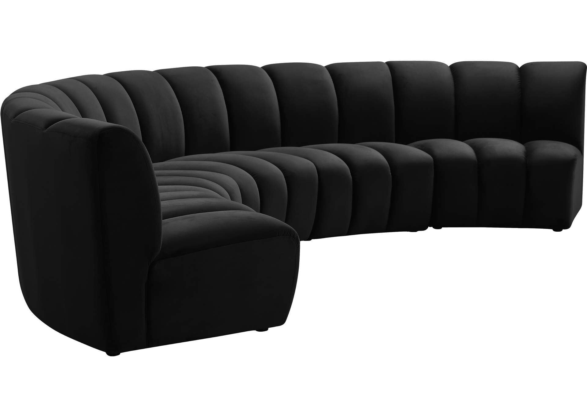 Infinity Black Velvet 5 Piece Modular Sectional,Meridian Furniture