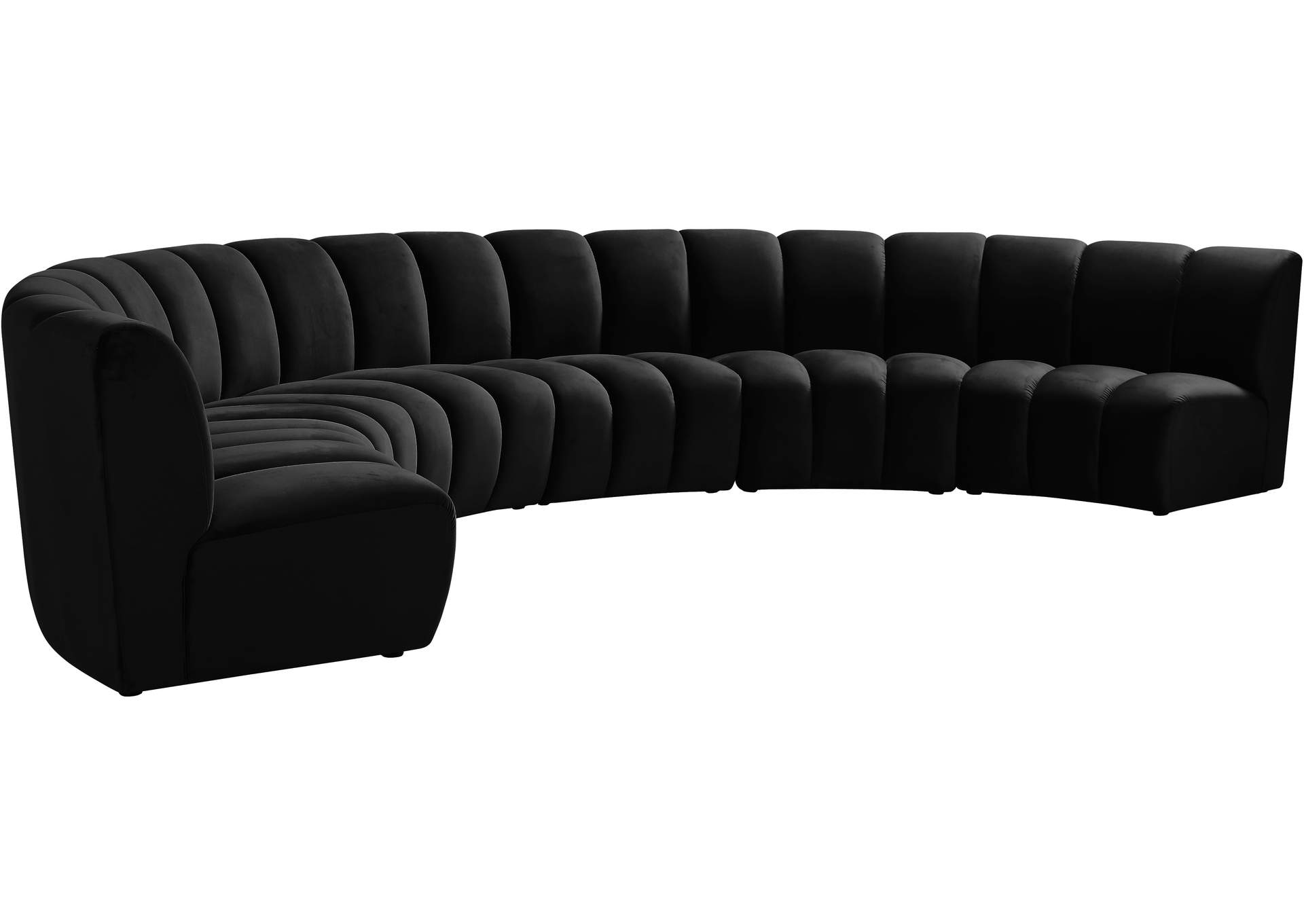 Infinity Black Velvet 6 Piece . Modular Sectional,Meridian Furniture