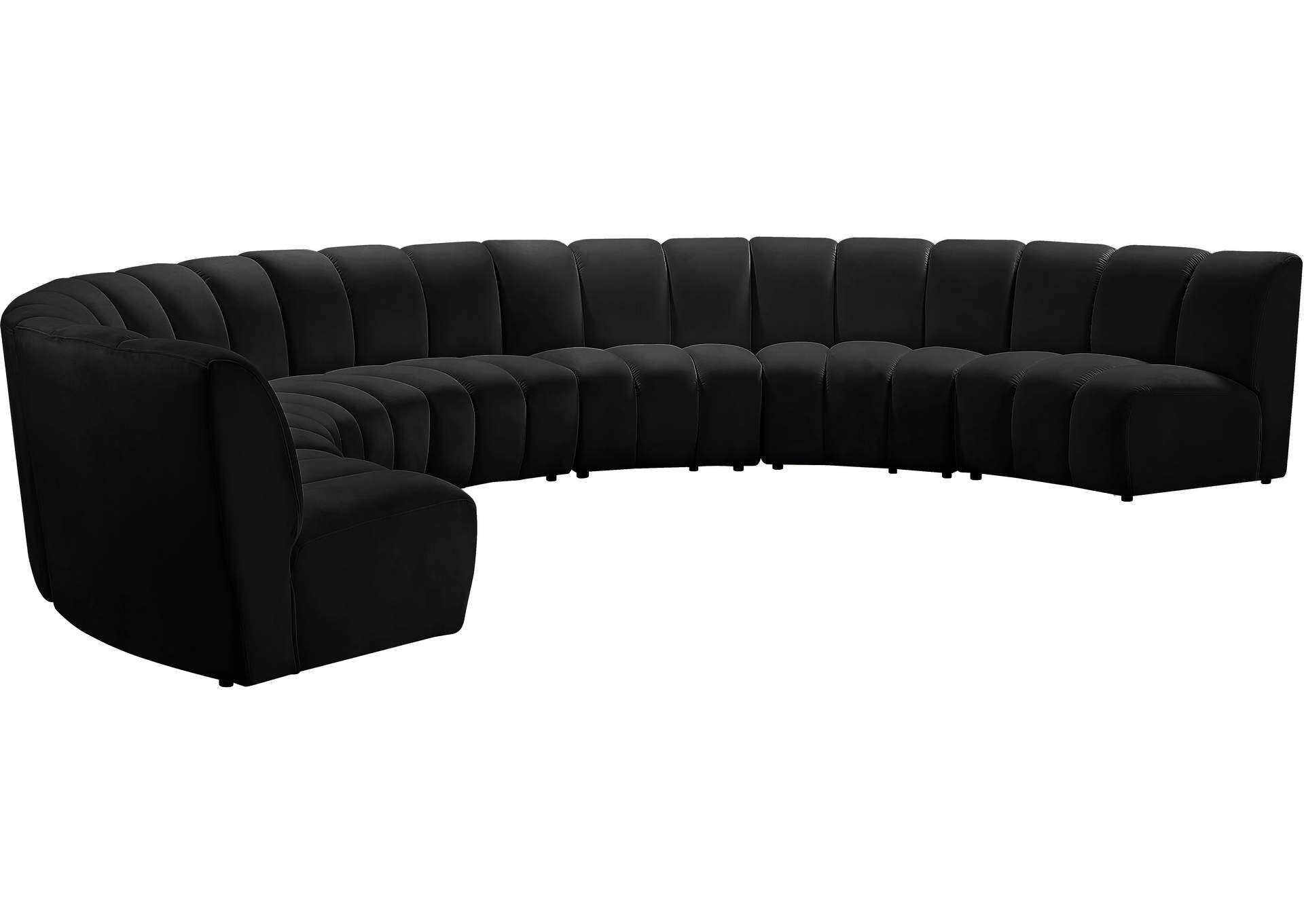 Infinity Black Velvet 7 Piece Modular Sectional,Meridian Furniture