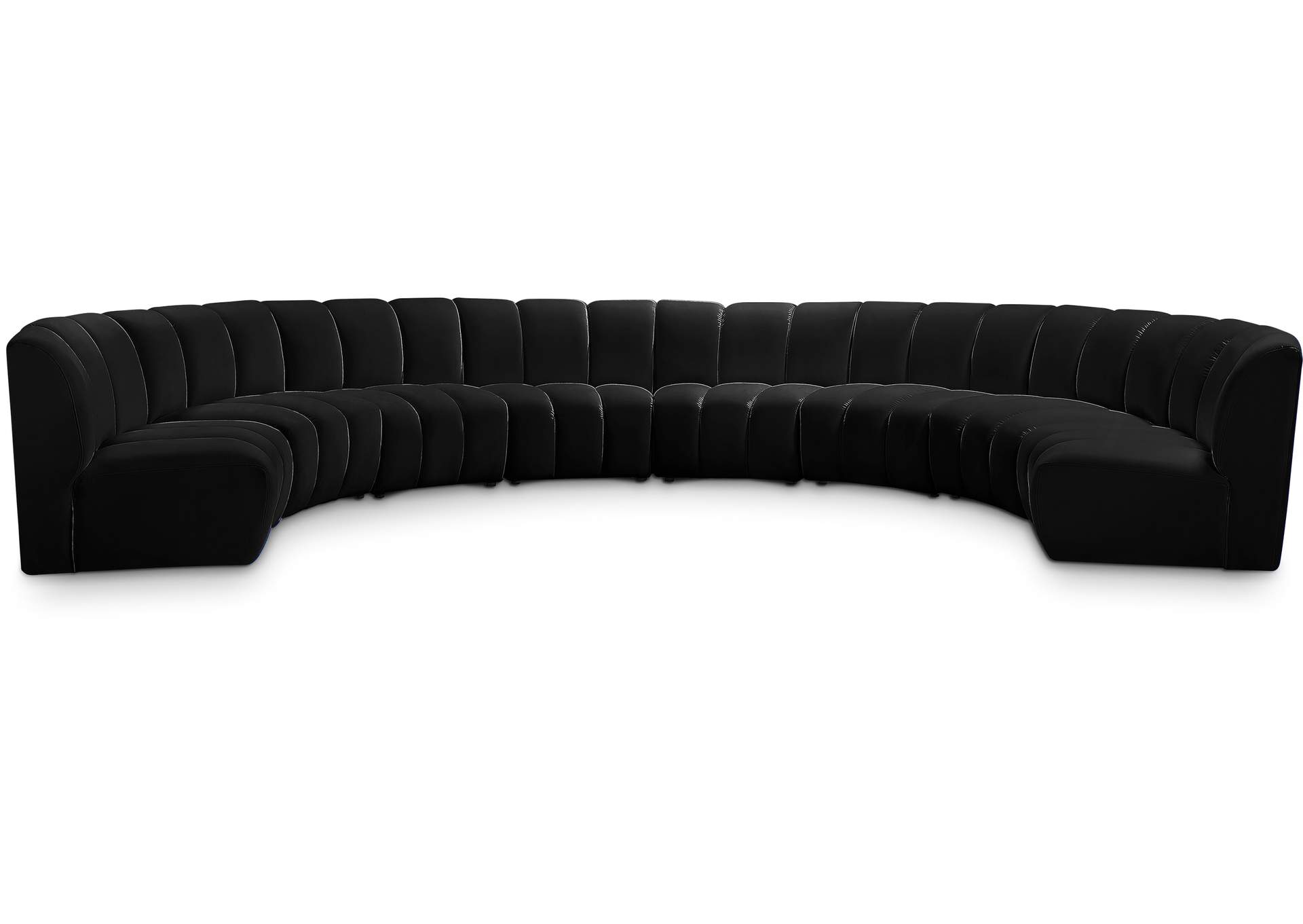 Infinity Black Velvet 8 Piece Modular Sectional,Meridian Furniture