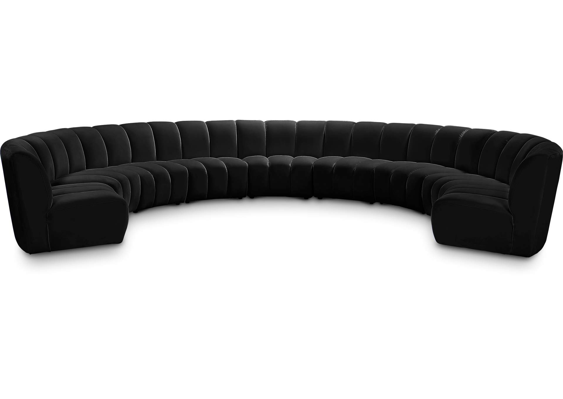 Infinity Black Velvet 9 Piece Modular Sectional,Meridian Furniture