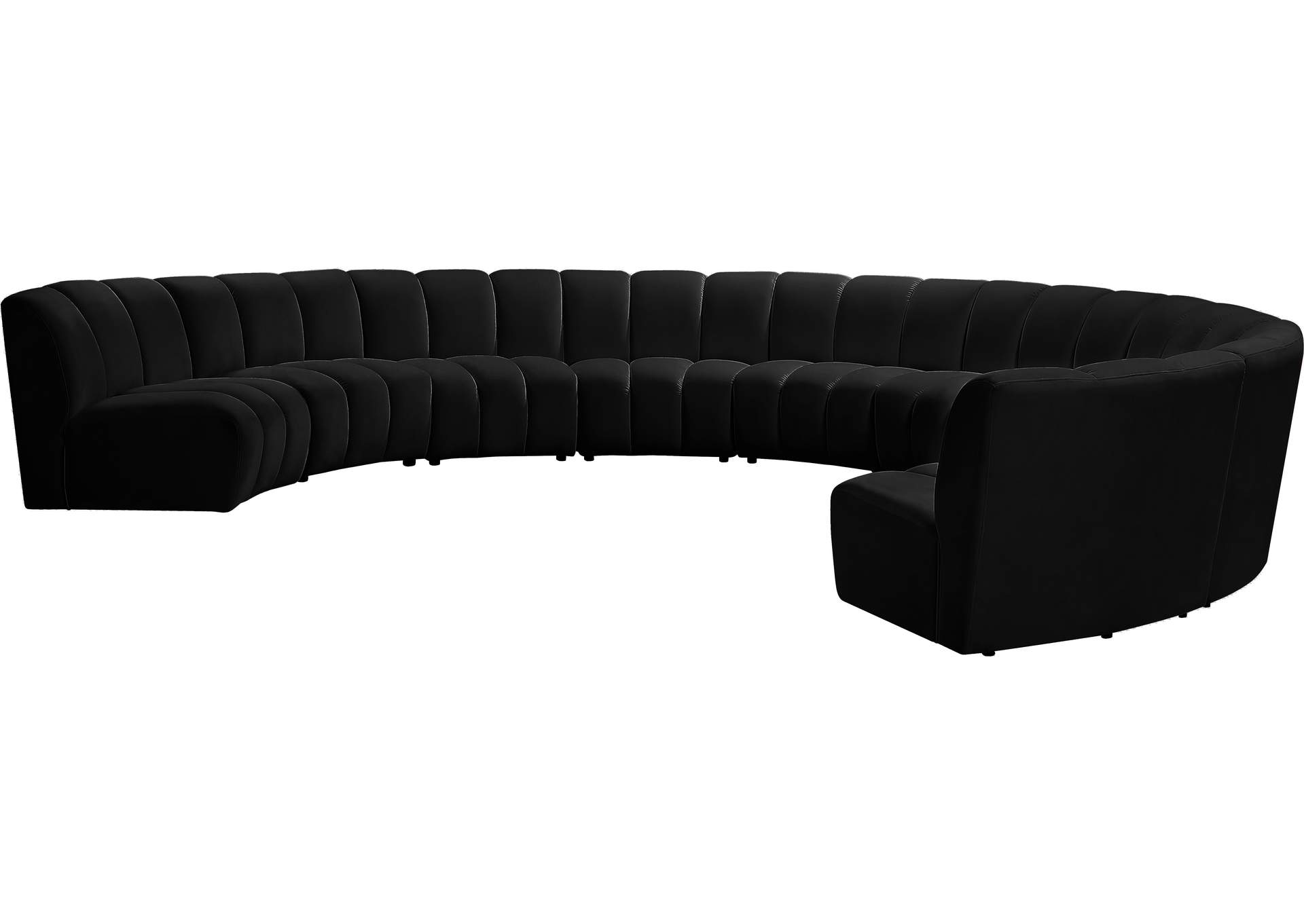 Infinity Black Velvet 9 Piece Modular Sectional,Meridian Furniture