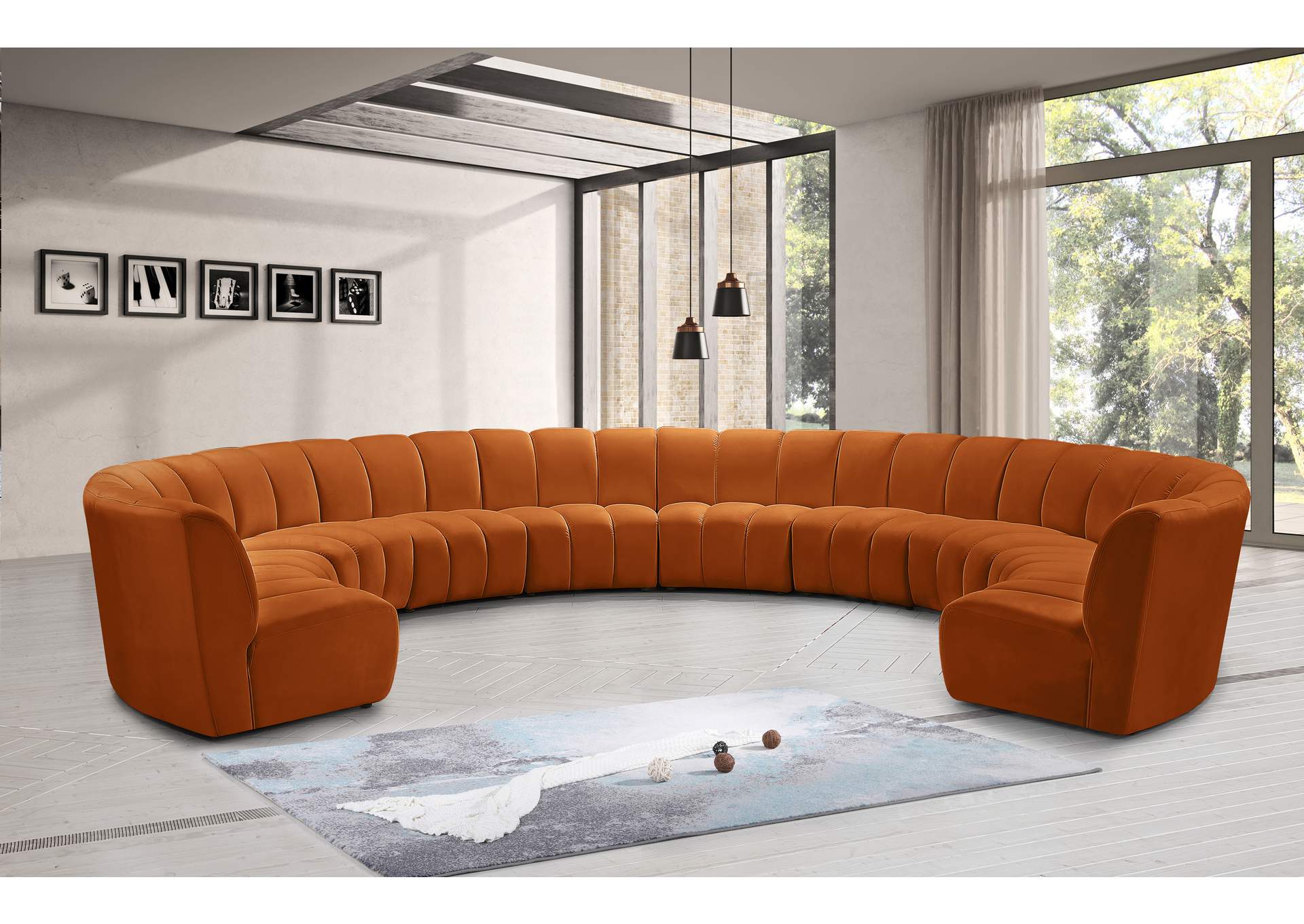 Infinity Cognac Velvet 10 Piece Modular Sectional,Meridian Furniture