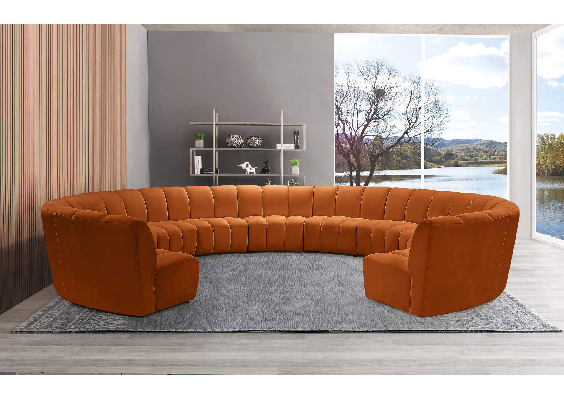 Infinity Cognac Velvet 11 Piece Modular Sectional,Meridian Furniture