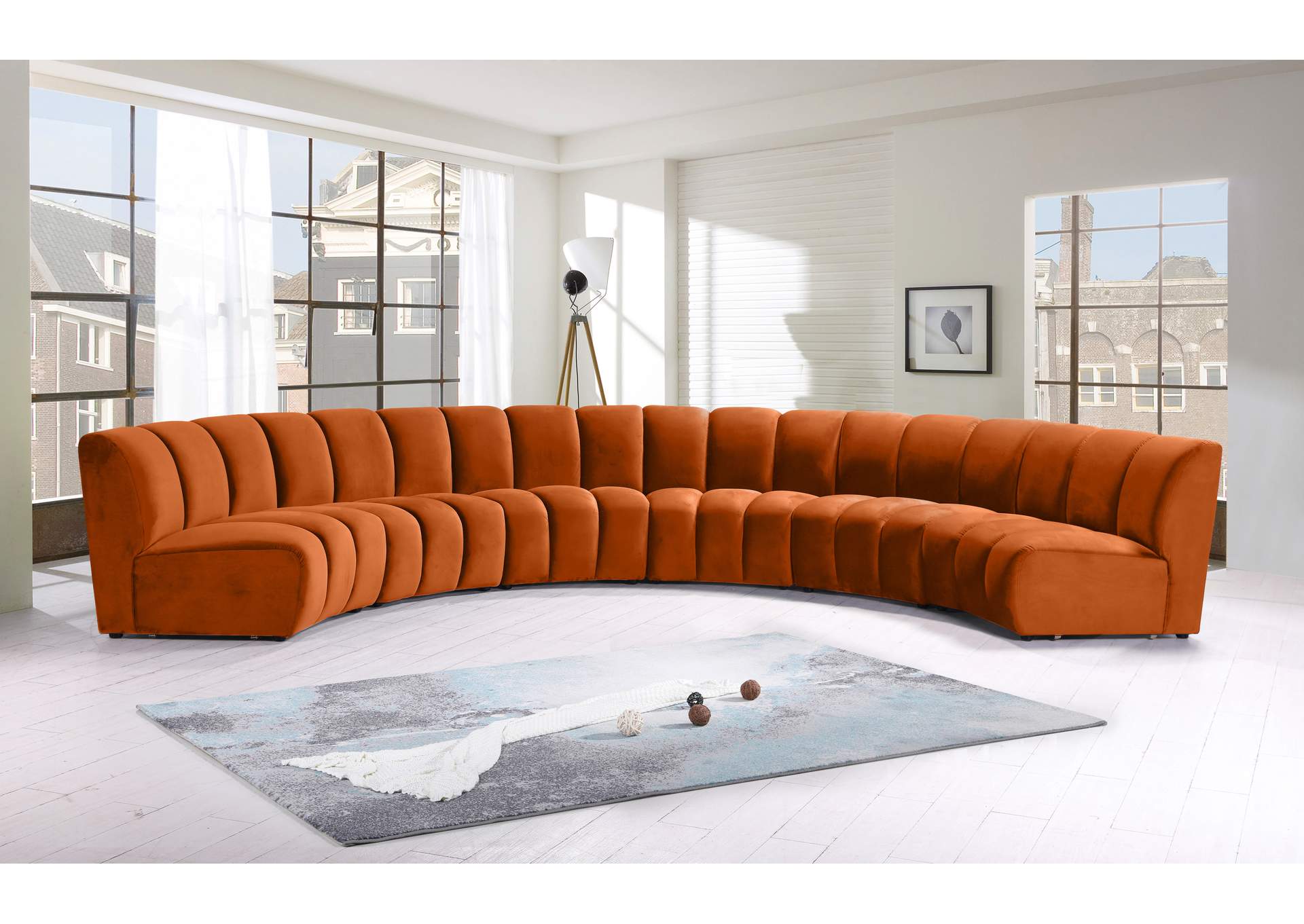 Infinity Cognac Velvet 6 Piece . Modular Sectional,Meridian Furniture