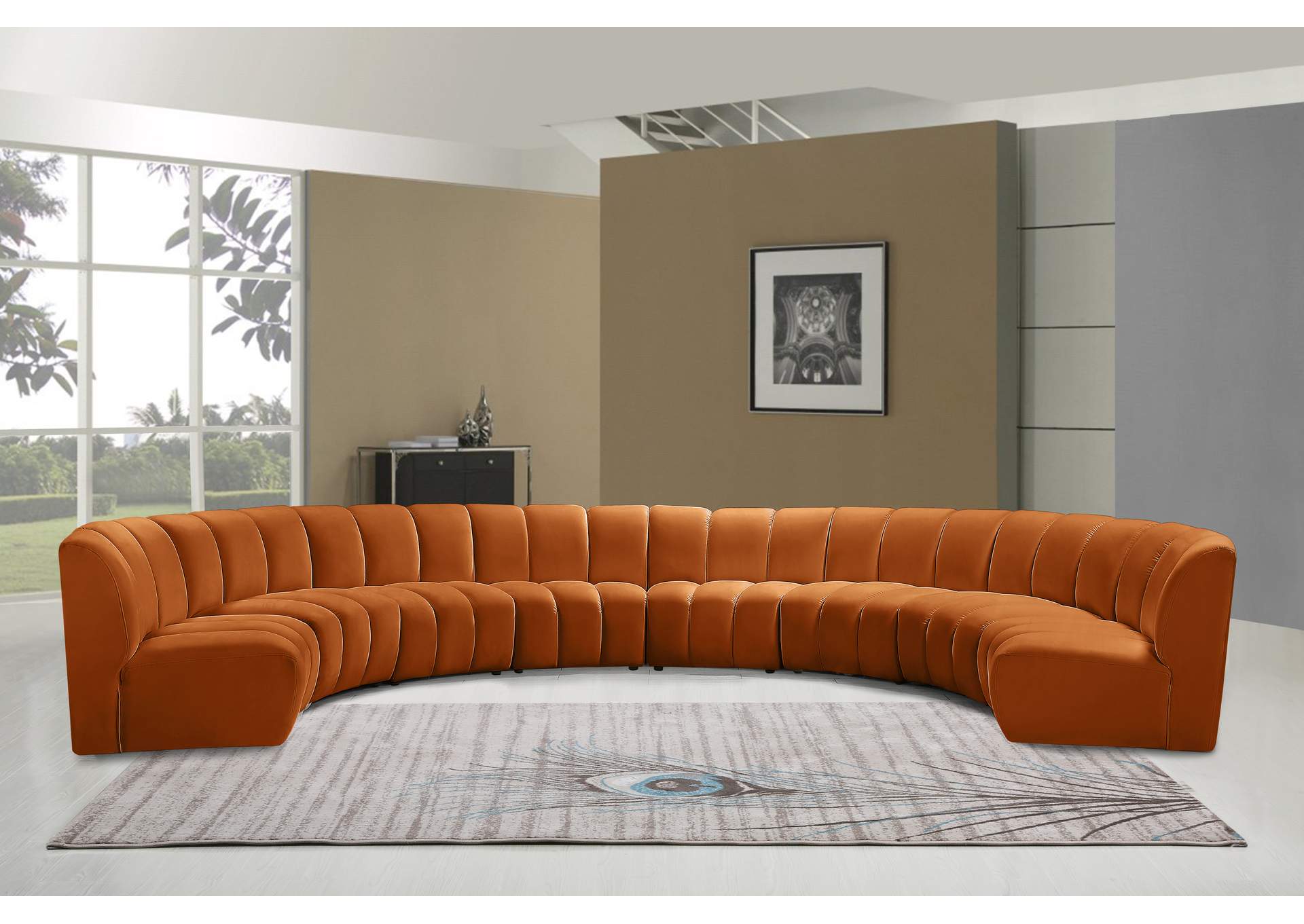 Infinity Cognac Velvet 8 Piece Modular Sectional,Meridian Furniture