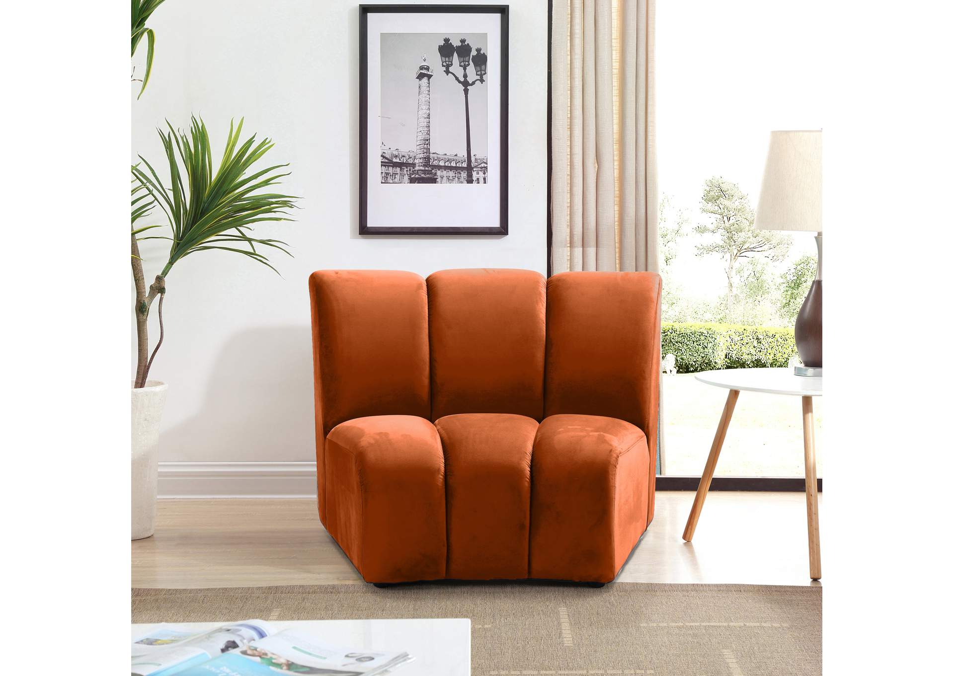 Infinity Cognac Velvet Modular Chair,Meridian Furniture