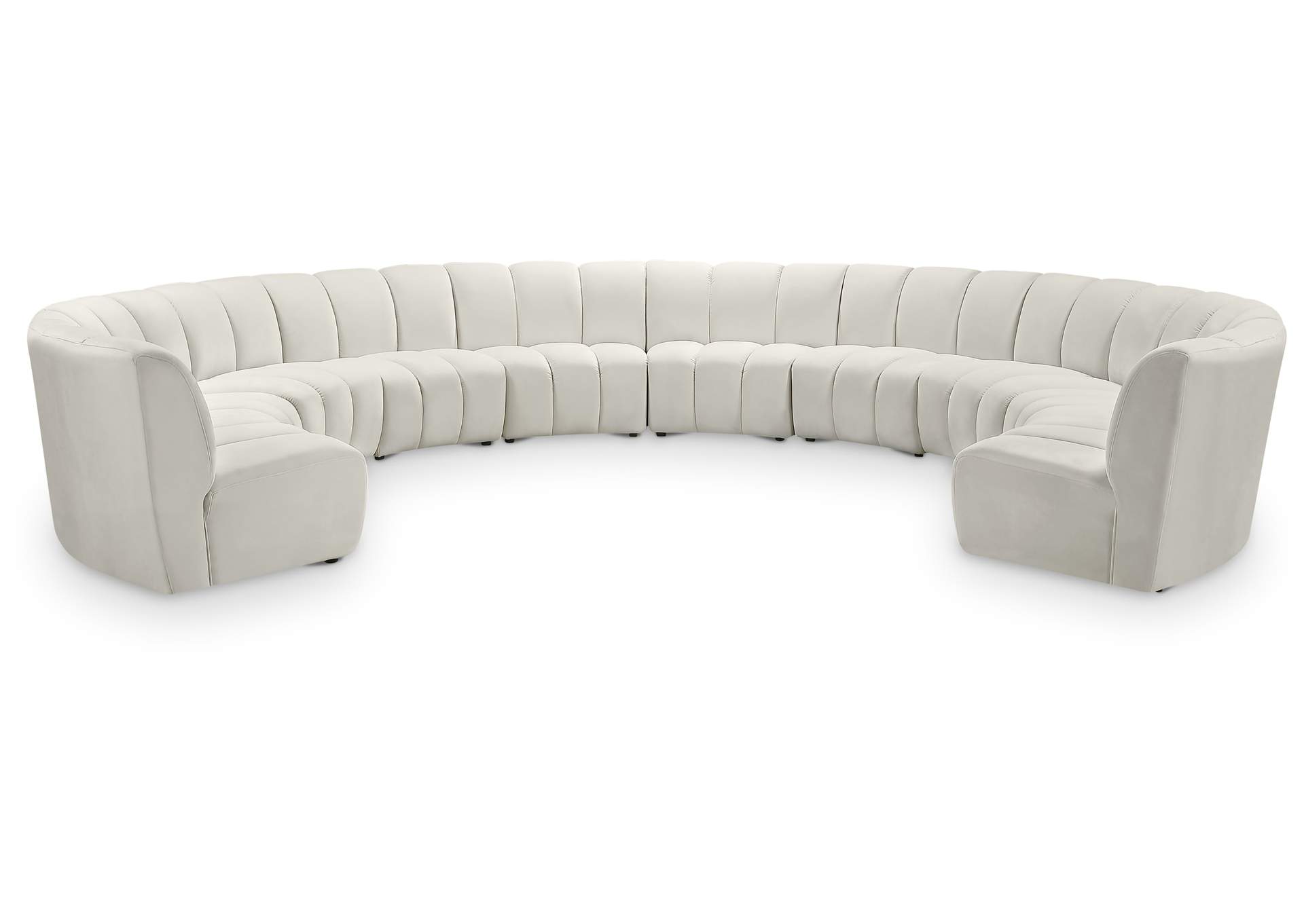 Infinity Cream Velvet 10 Piece Modular Sectional,Meridian Furniture