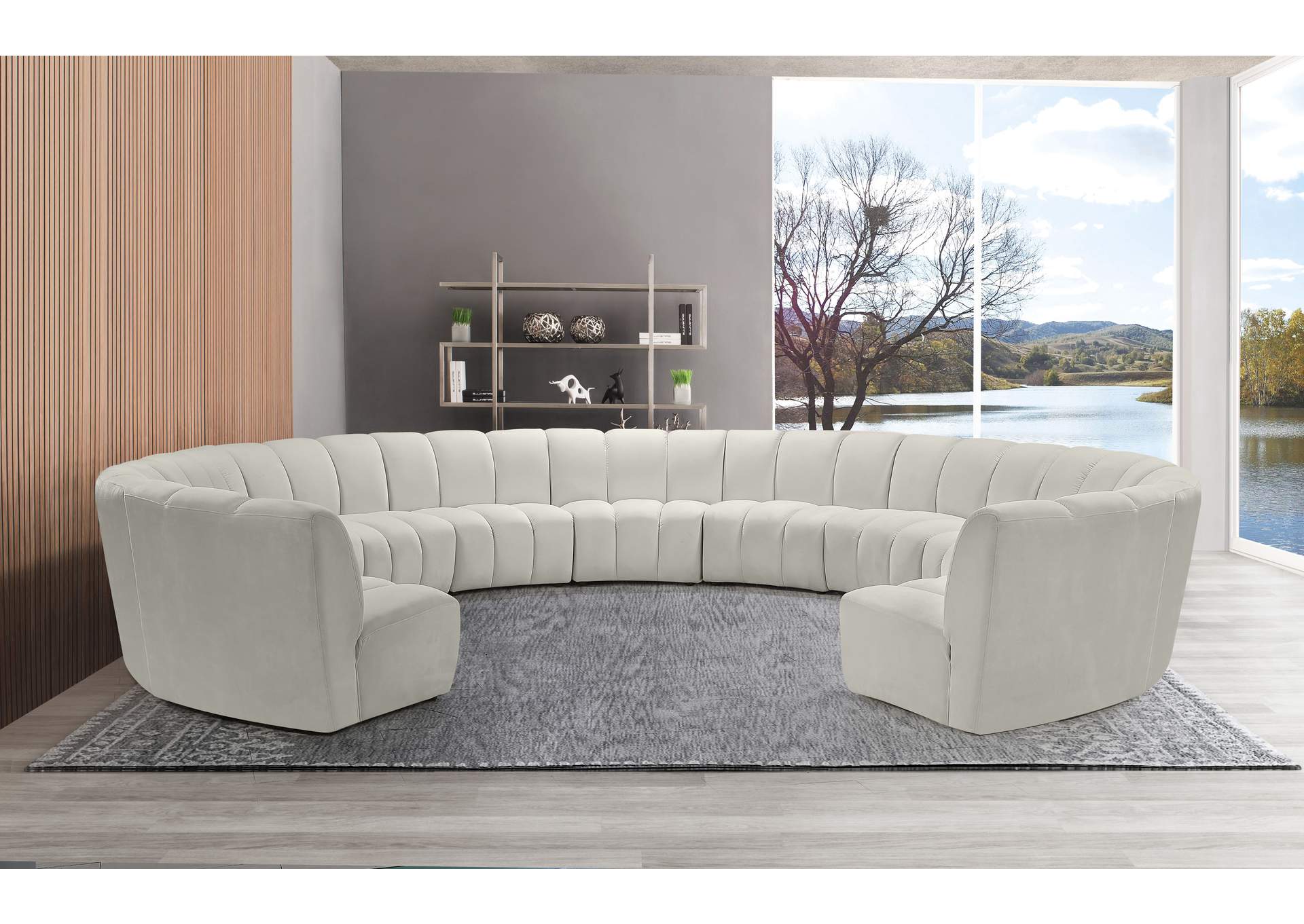 Infinity Cream Velvet 11 Piece Modular Sectional,Meridian Furniture