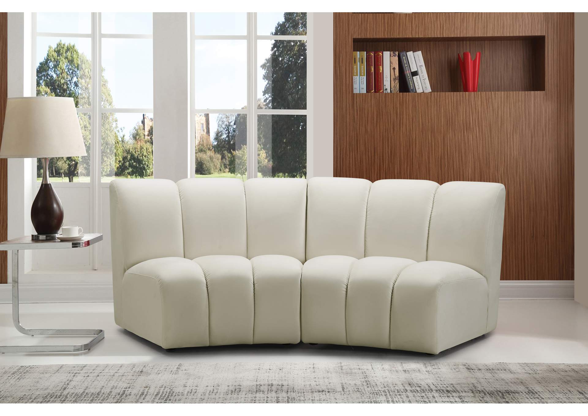 Infinity Cream Velvet 2 Piece Modular Sectional,Meridian Furniture