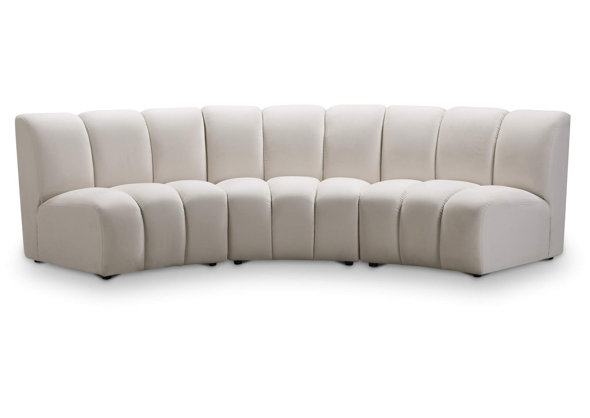 Infinity Cream Velvet 3 Piece Modular Sectional,Meridian Furniture