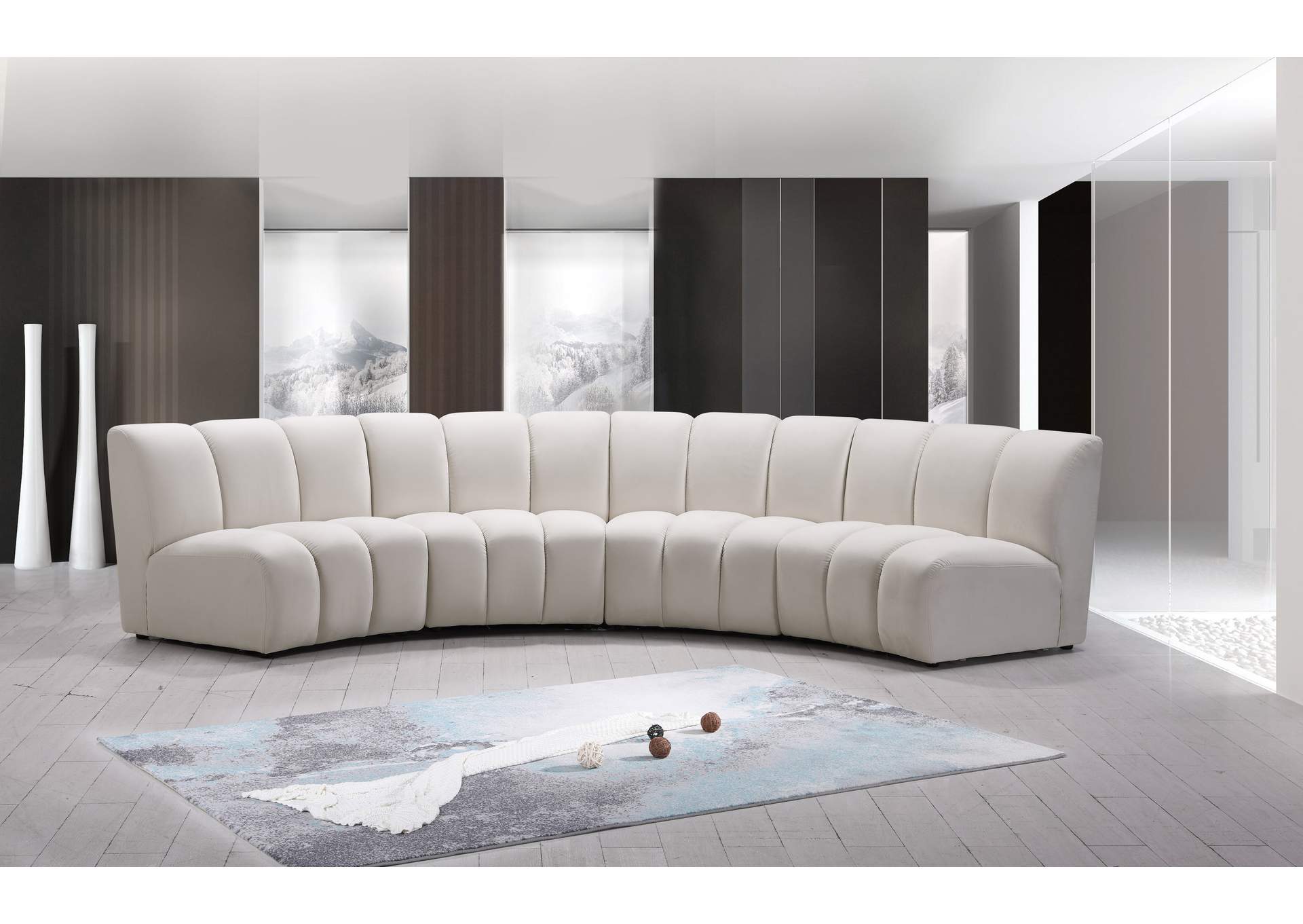 Infinity Cream Velvet 4 Piece Modular Sectional,Meridian Furniture