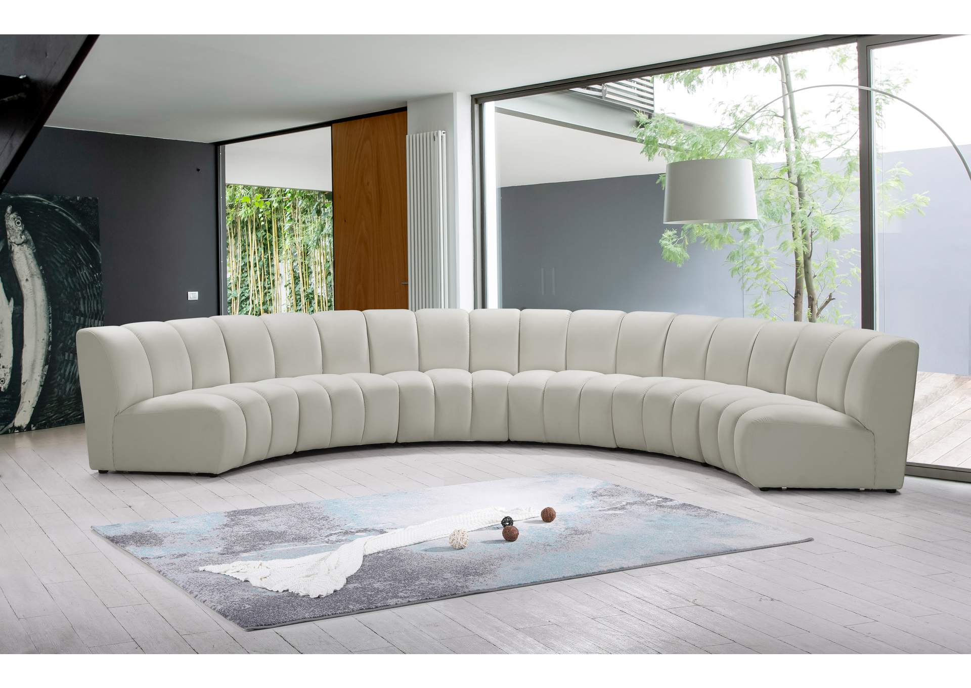 Infinity Cream Velvet 6 Piece . Modular Sectional,Meridian Furniture