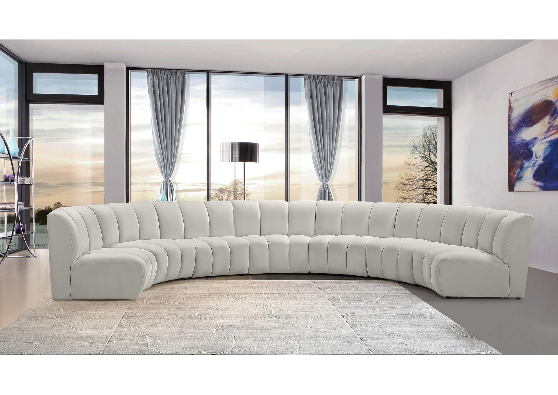 Infinity Cream Velvet 7 Piece Modular Sectional,Meridian Furniture