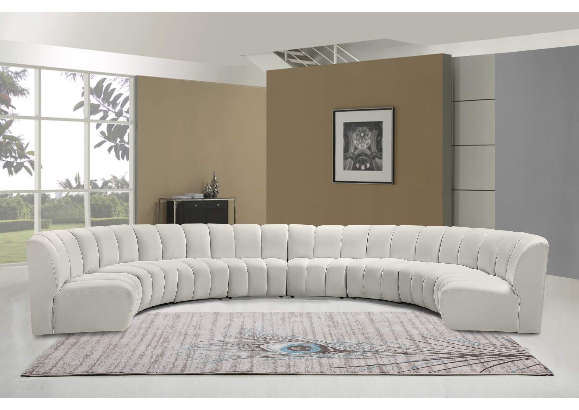 Infinity Cream Velvet 8 Piece Modular Sectional,Meridian Furniture