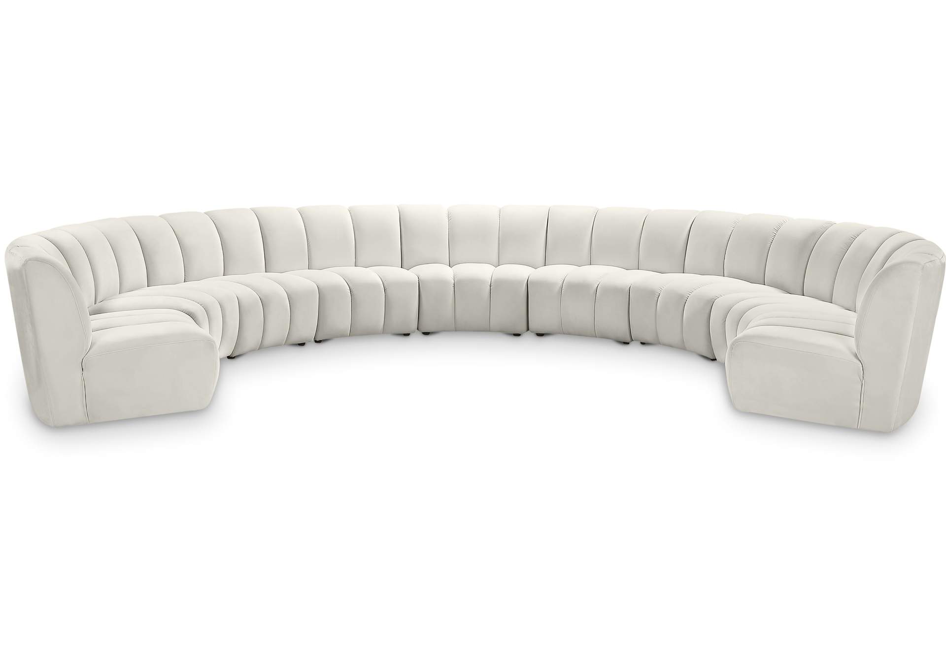 Infinity Cream Velvet 9 Piece Modular Sectional,Meridian Furniture