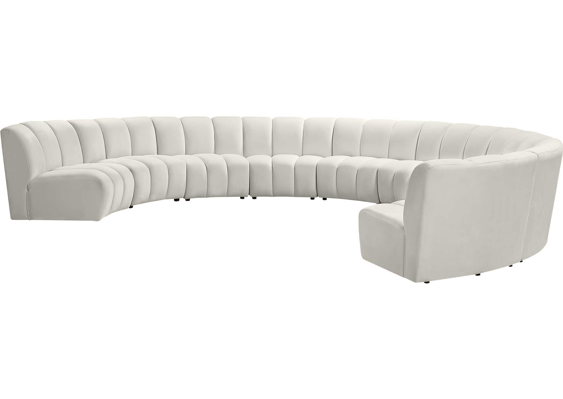 Infinity Cream Velvet 9 Piece Modular Sectional,Meridian Furniture