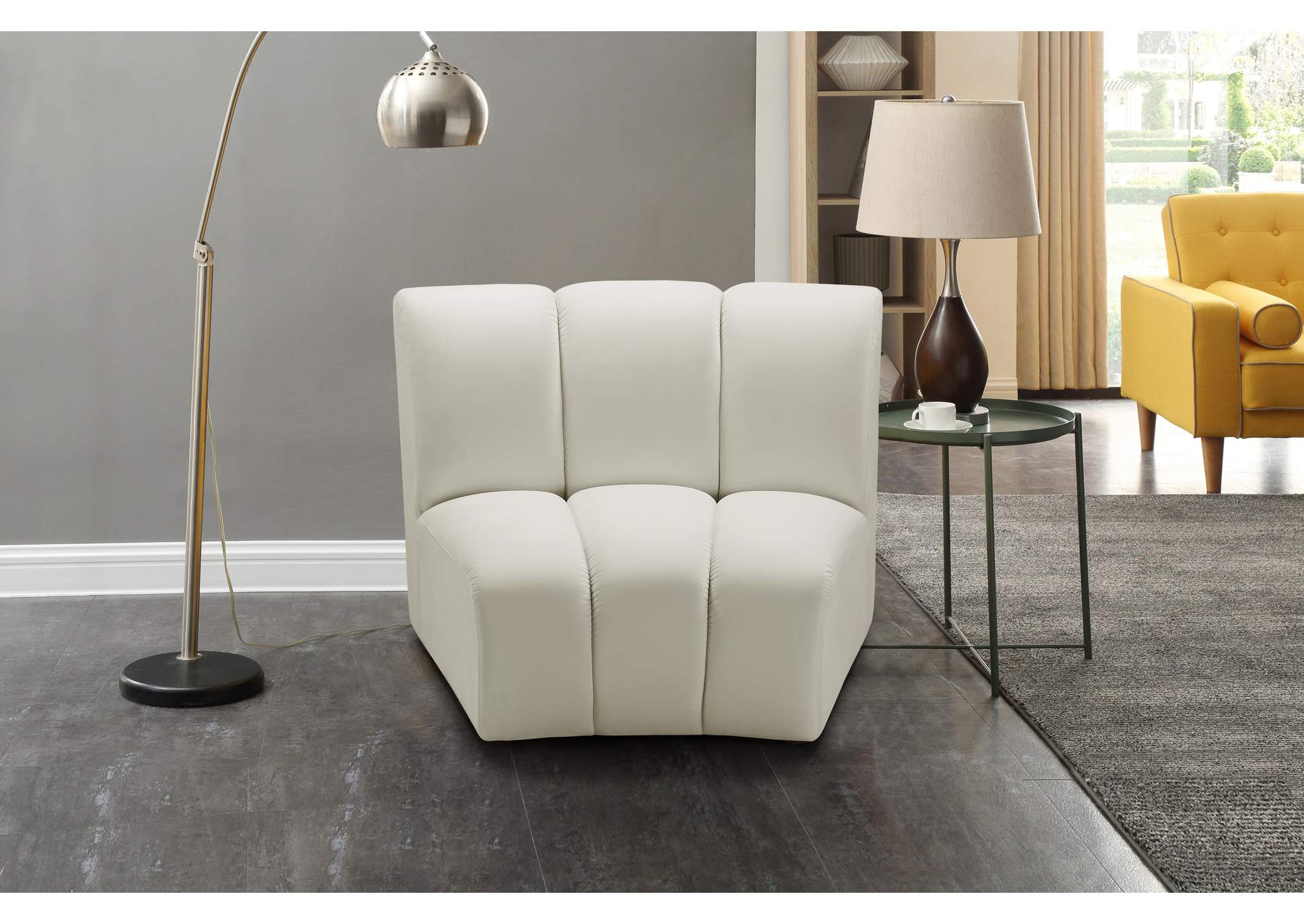 Infinity Cream Velvet Modular Chair,Meridian Furniture