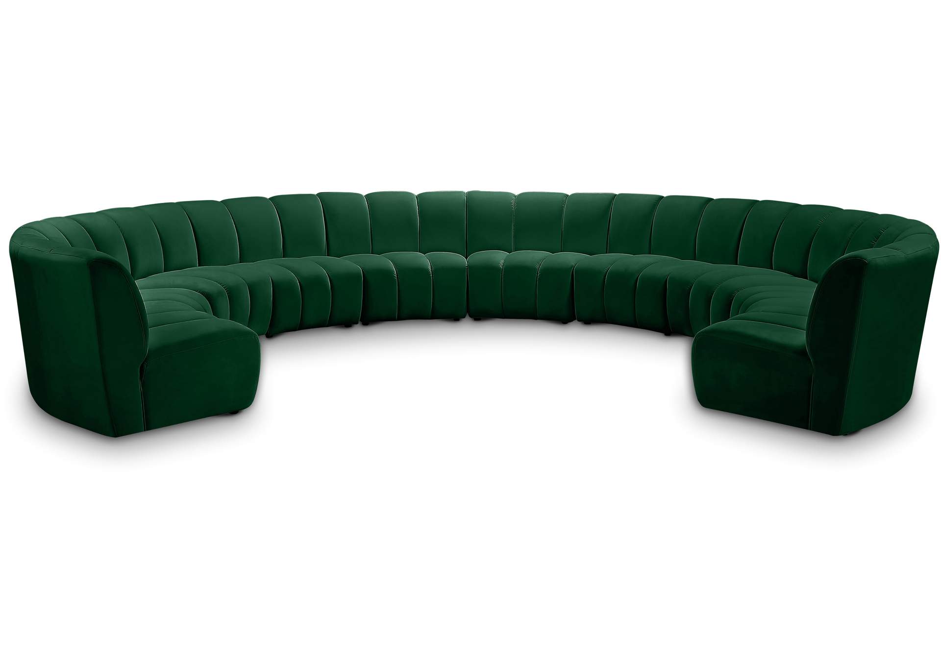 Infinity Green Velvet 10 Piece Modular Sectional,Meridian Furniture