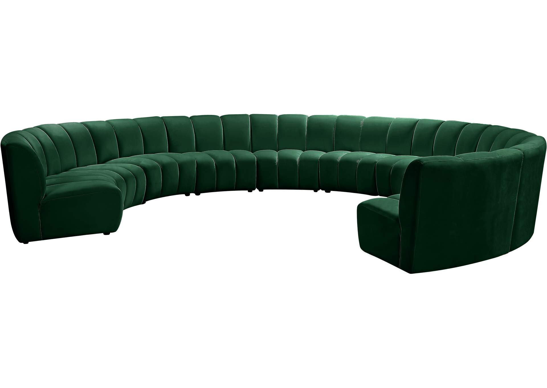 Infinity Green Velvet 10 Piece Modular Sectional,Meridian Furniture