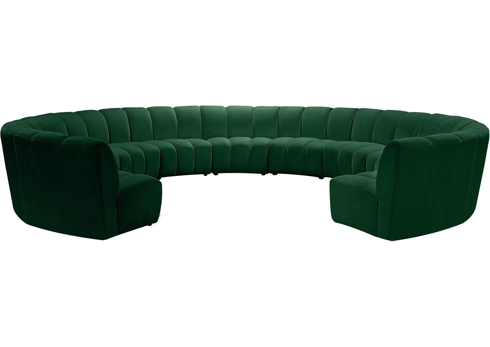 Infinity Green Velvet 11 Piece Modular Sectional,Meridian Furniture