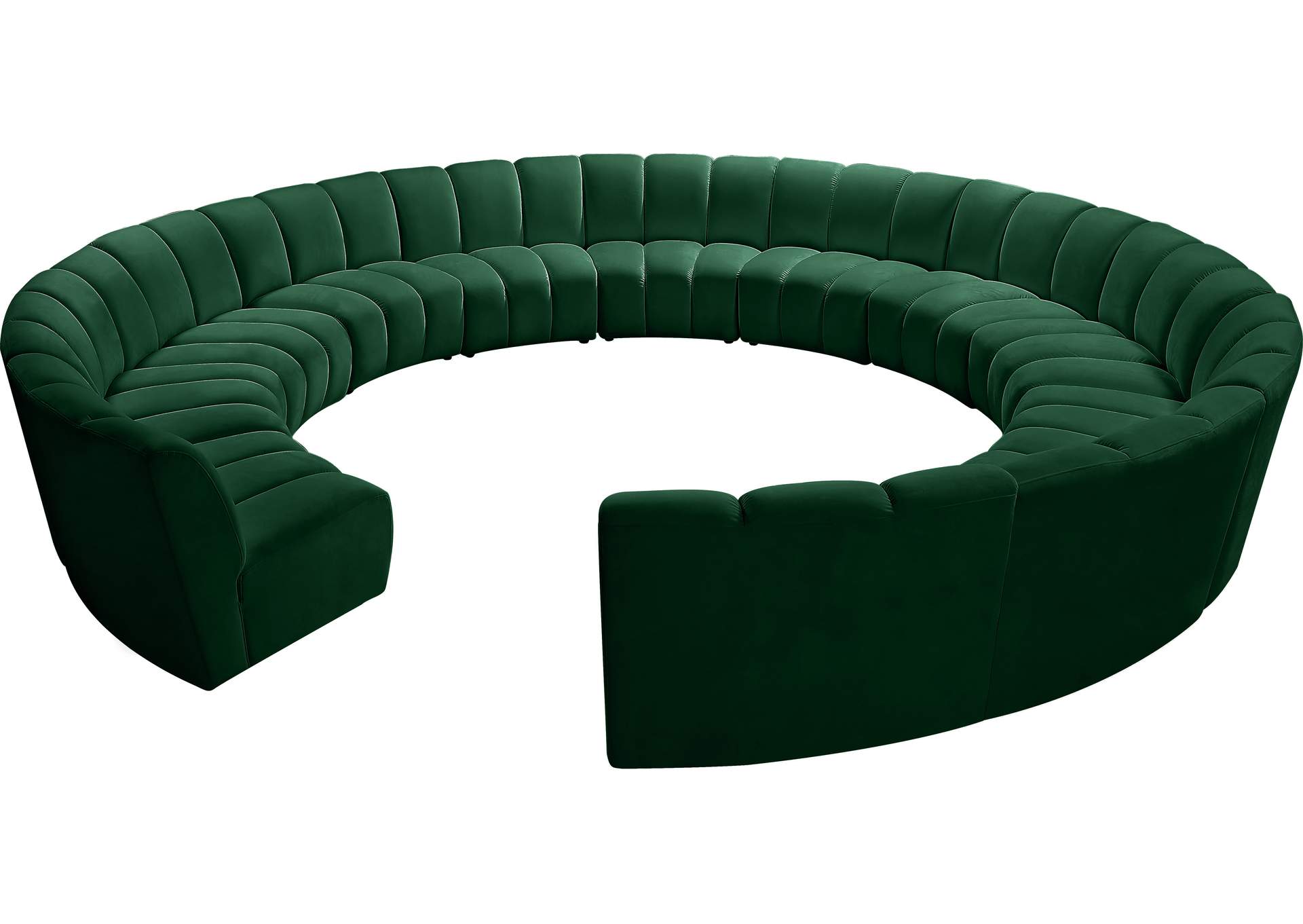 Infinity Green Velvet 12 Piece Modular Sectional,Meridian Furniture